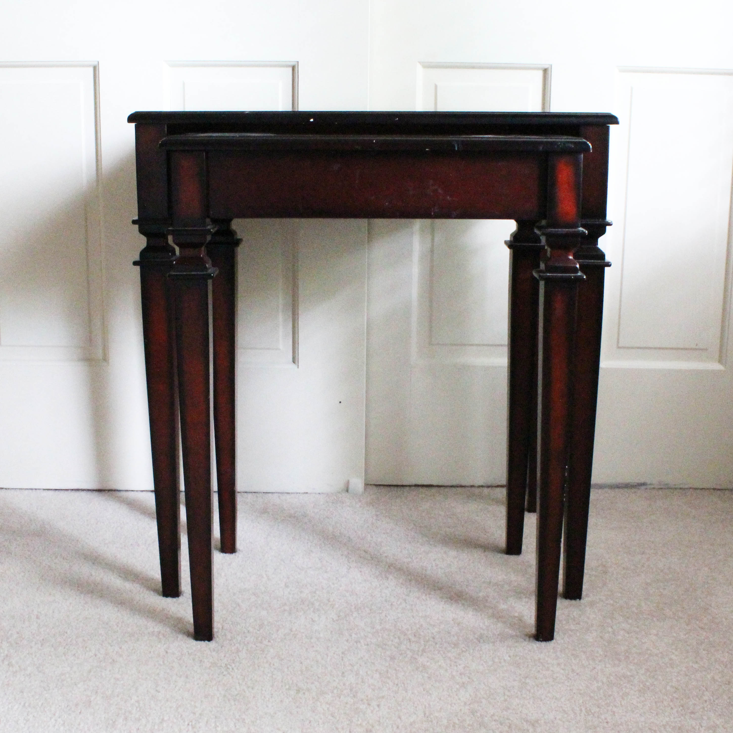 Pair of Wooden Nesting Accent Tables