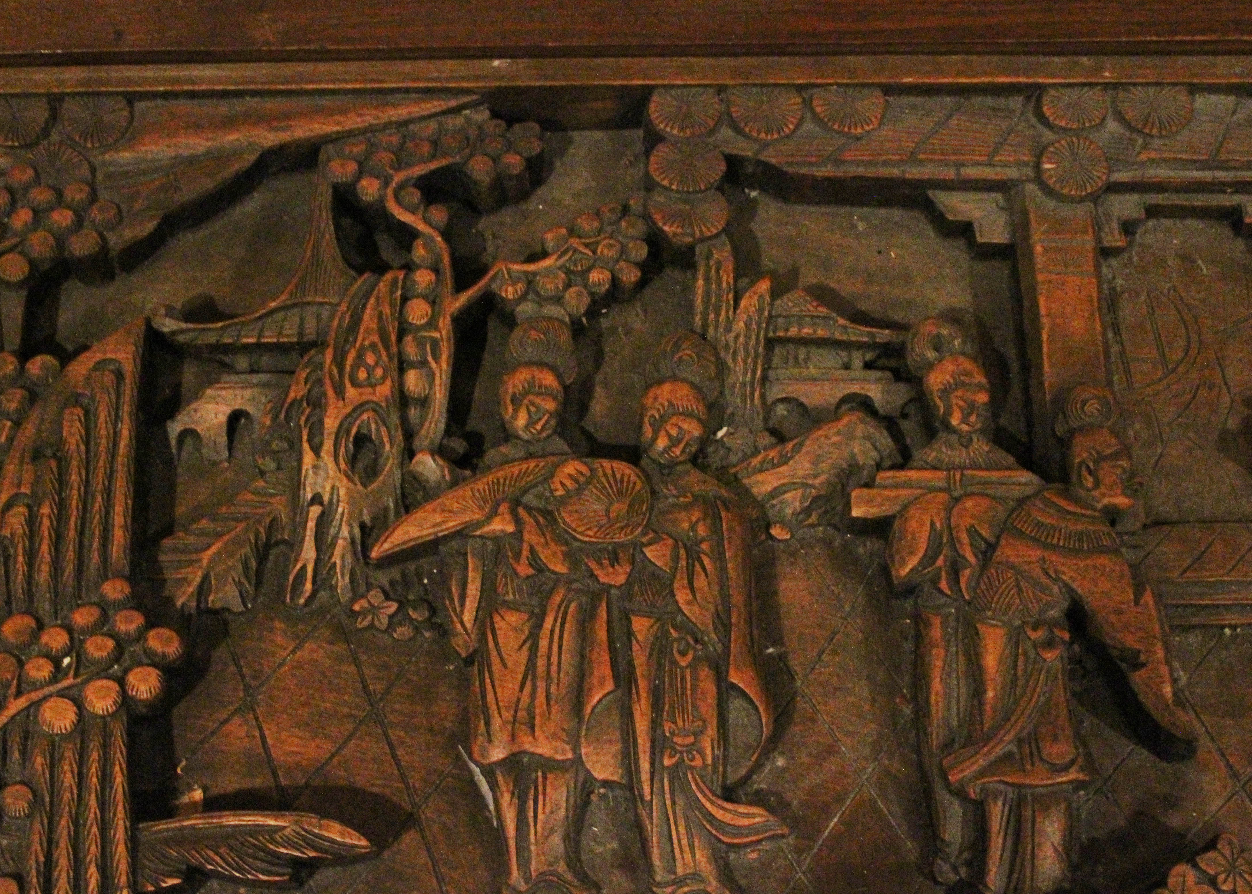 Chinoiserie Style Walnut Bench