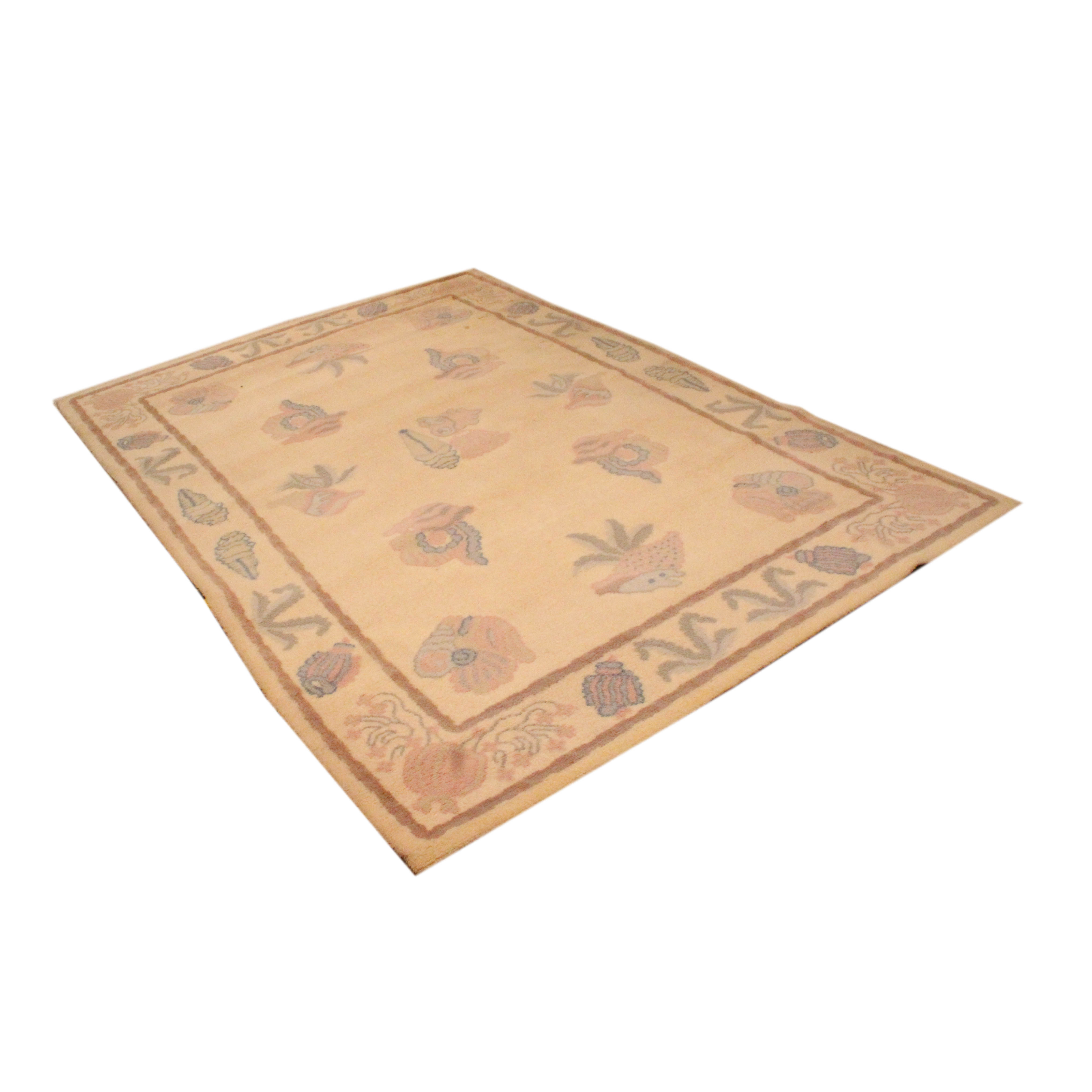 Semi Antique Area Rug with Shell Pattern