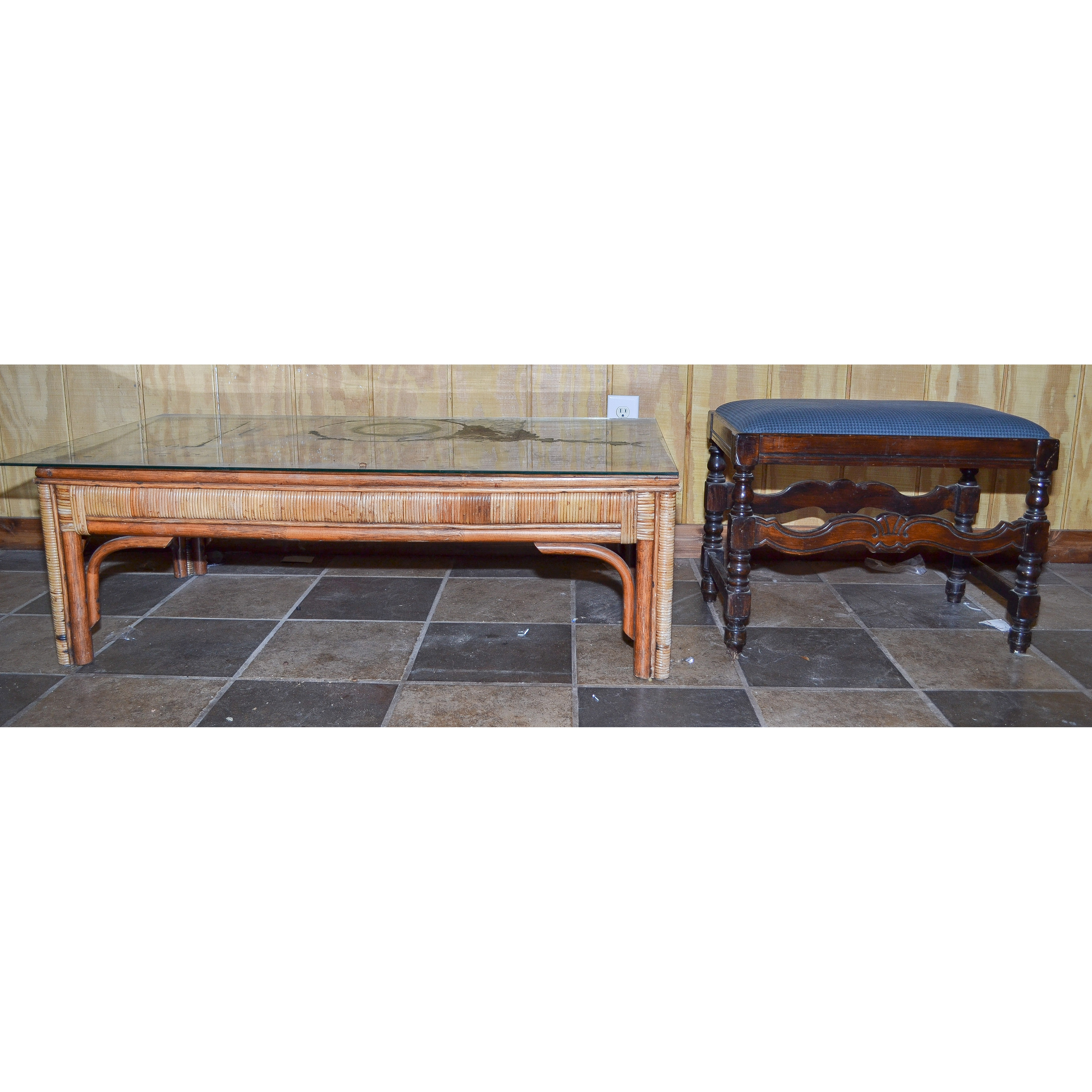 Coffee Table and Upholstered Bench