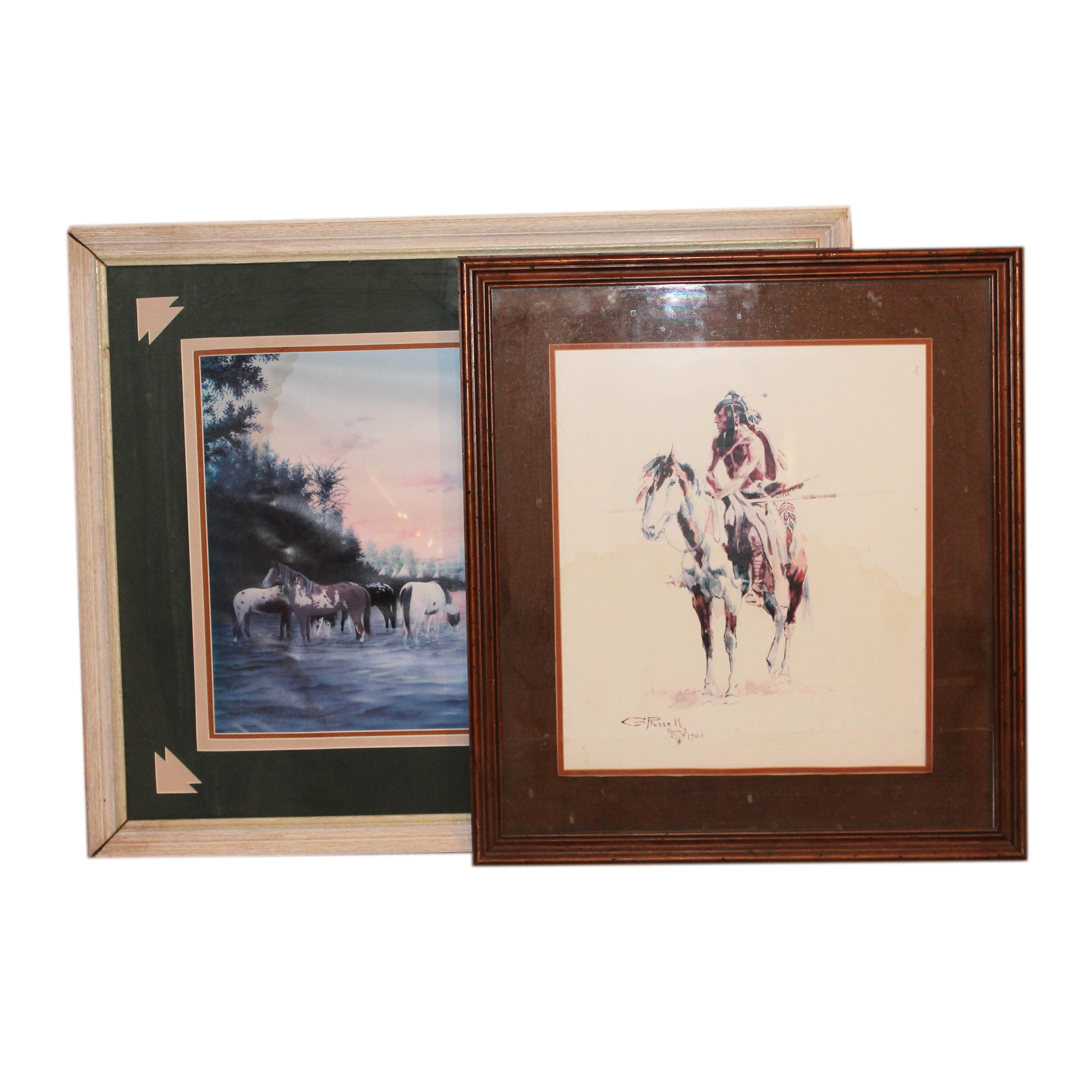 Pair of Framed Offset Lithographs of Native Americans