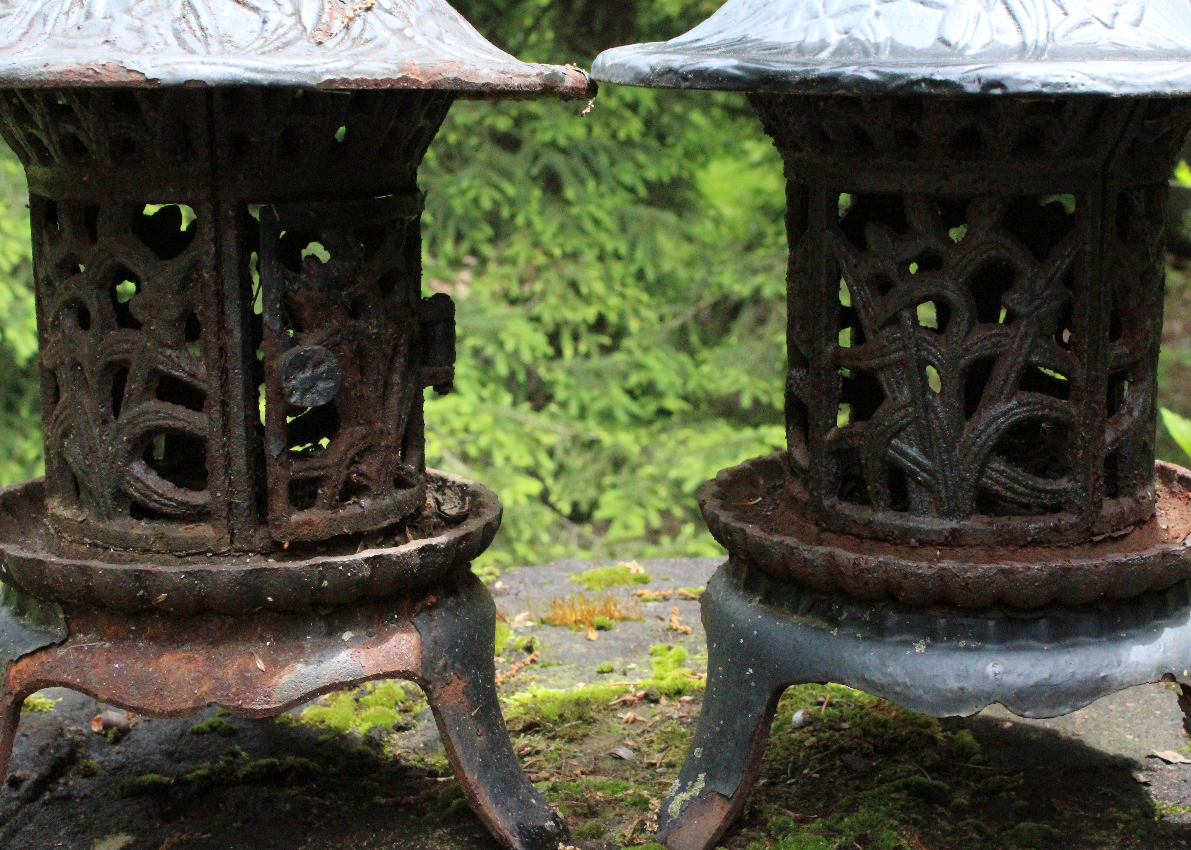 Pair of Cast Iron Garden Lanterns