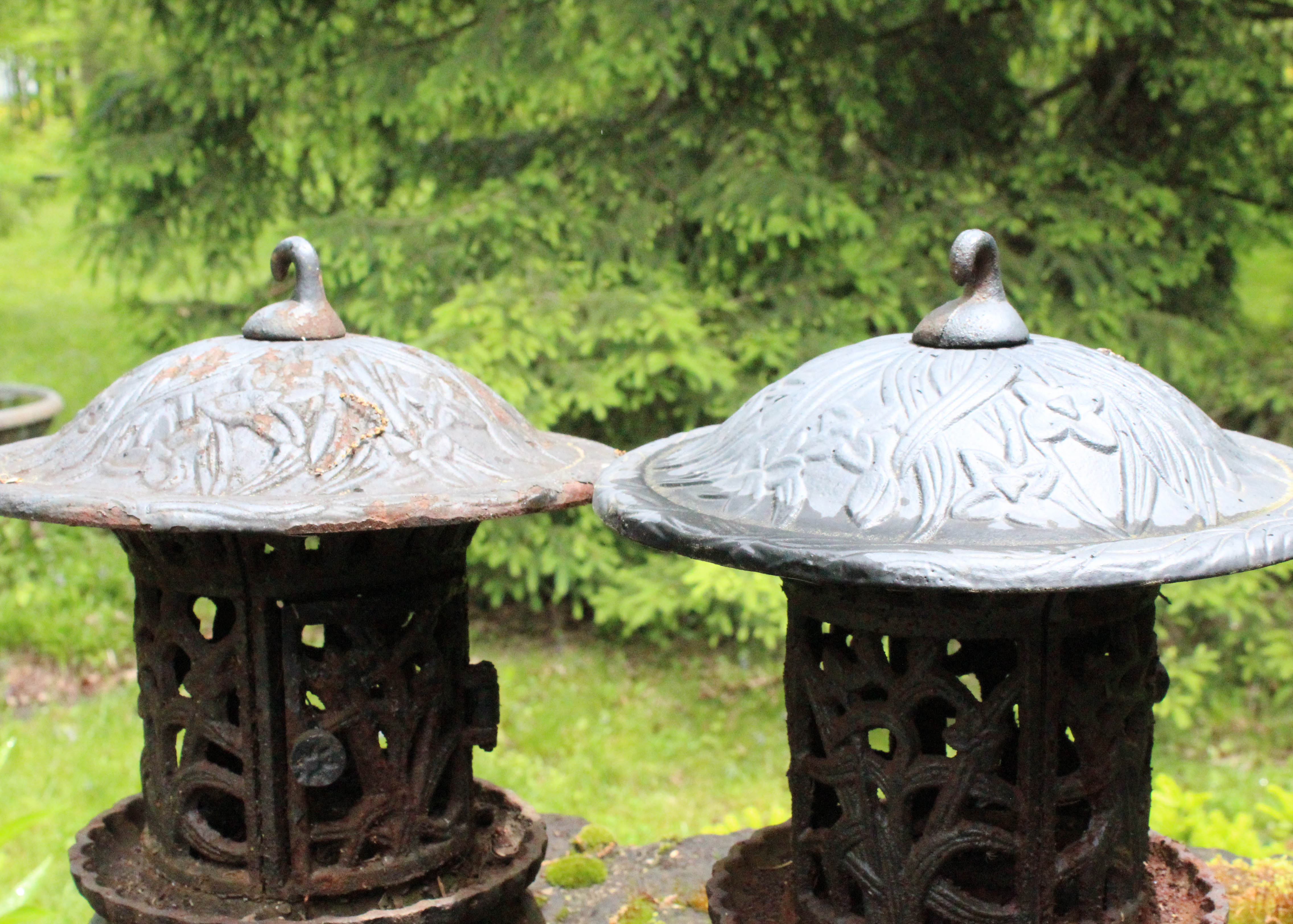 Pair of Cast Iron Garden Lanterns