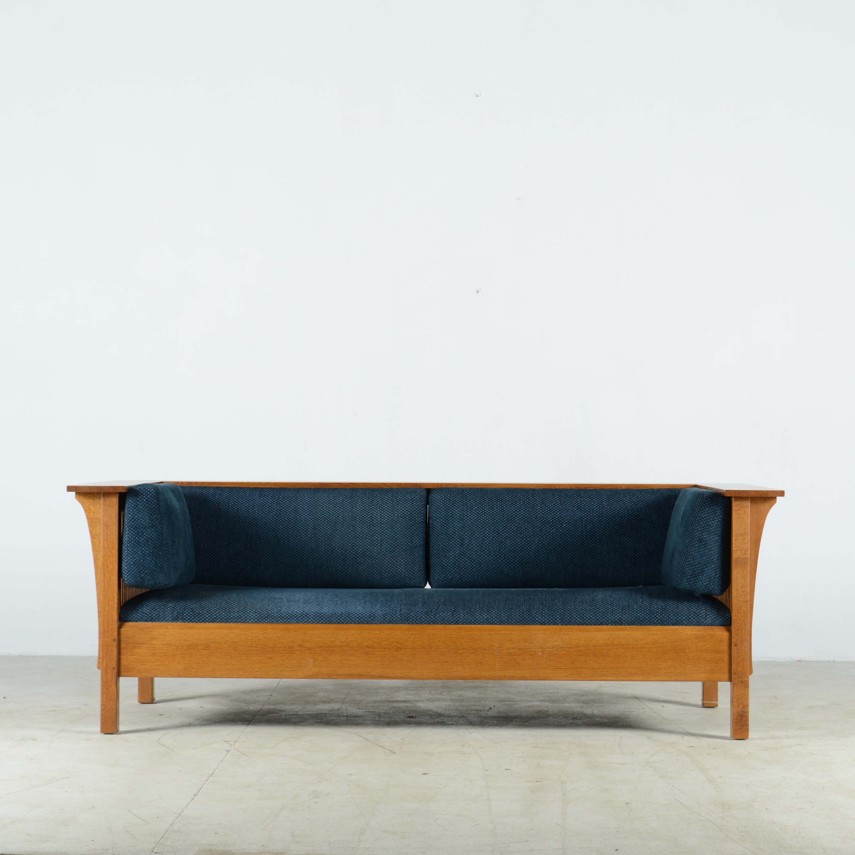 Stickley Tiger Oak Wood Framed Modern Sofa