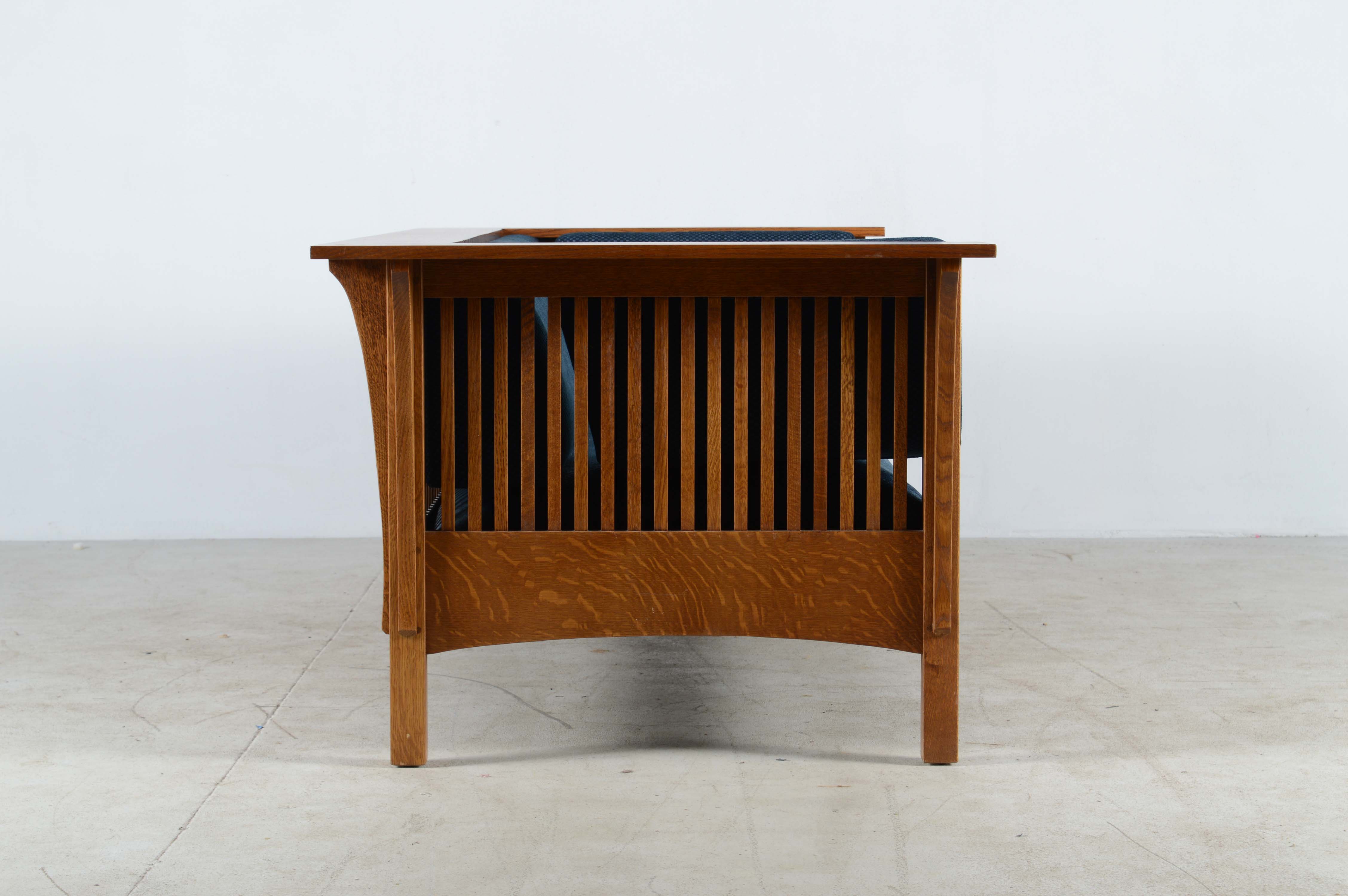 Stickley Tiger Oak Wood Framed Modern Sofa