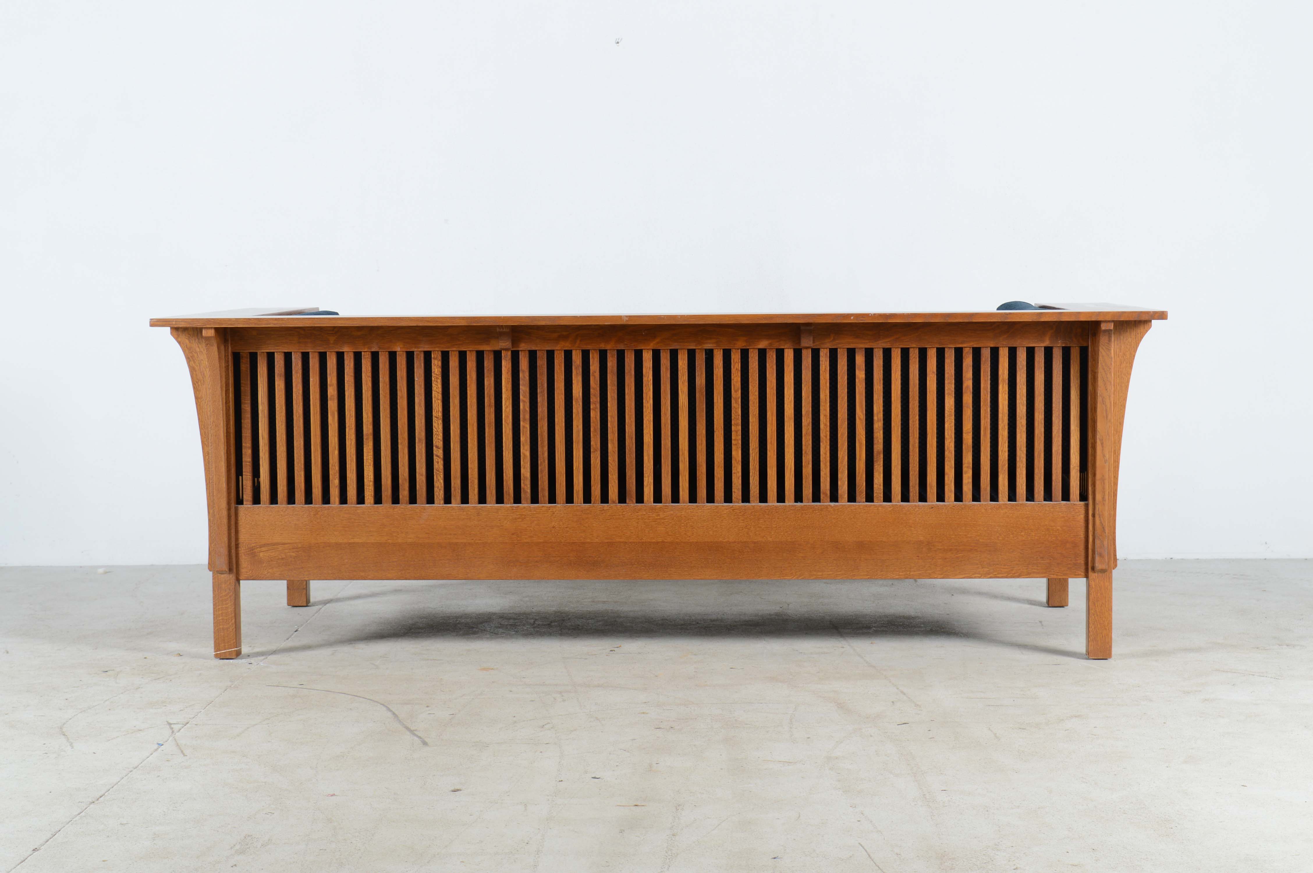 Stickley Tiger Oak Wood Framed Modern Sofa