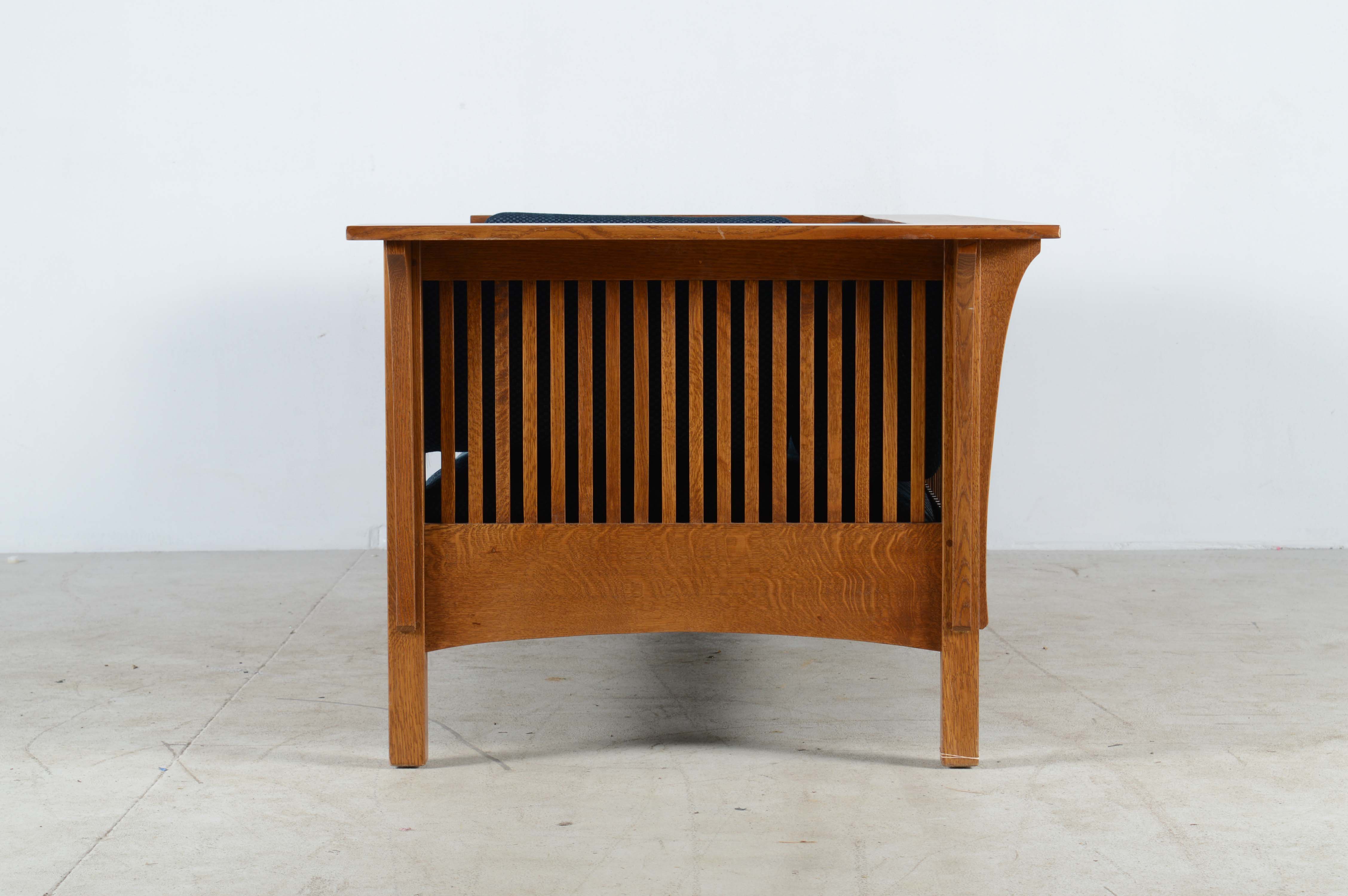 Stickley Tiger Oak Wood Framed Modern Sofa