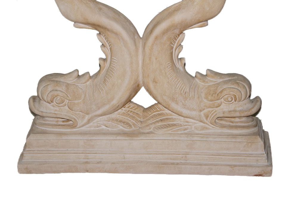 Dolphin Pedestal Console Table with Glass Top