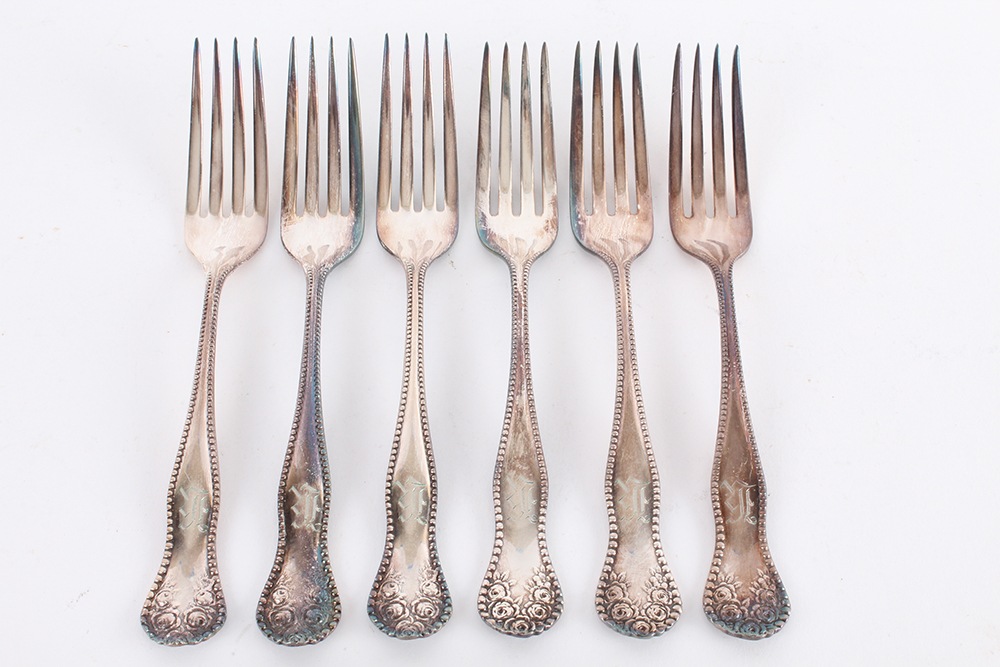 Antique E.H.H Smith Silver Co. Silver Plated Monogrammed Dinner Forks