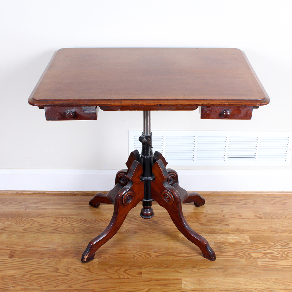 Late 1800's Walnut G.W. Gates Patent Rotary Folding Table