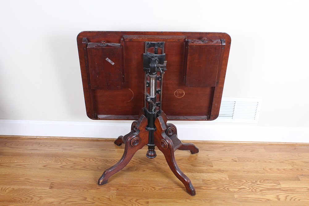 Late 1800's Walnut G.W. Gates Patent Rotary Folding Table