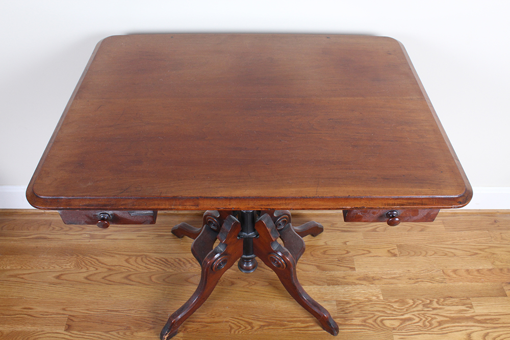 Late 1800's Walnut G.W. Gates Patent Rotary Folding Table