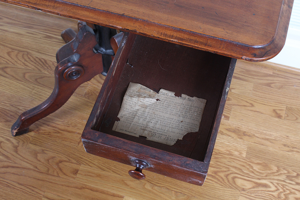 Late 1800's Walnut G.W. Gates Patent Rotary Folding Table