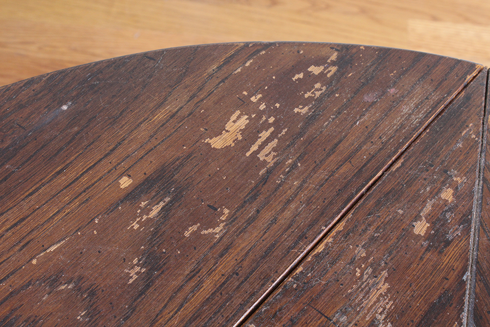 Oak Three-Sided Drop Leaf Cricket Table