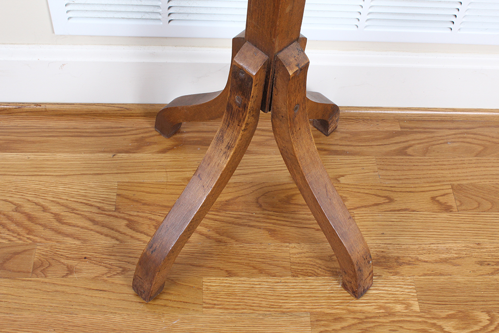 Walnut Stained Wooden Coat Rack with Brass Hooks