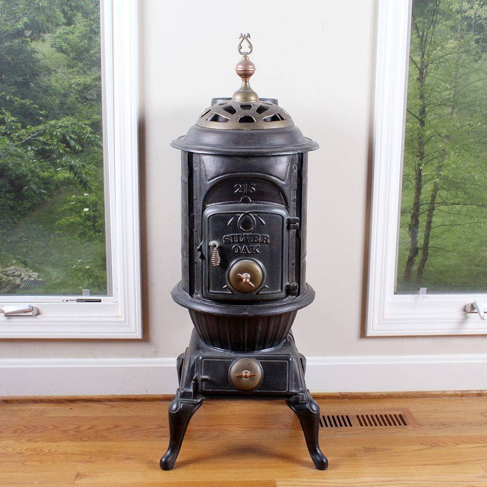 Silver Oak Cast Iron Wood Burning Parlor Stove