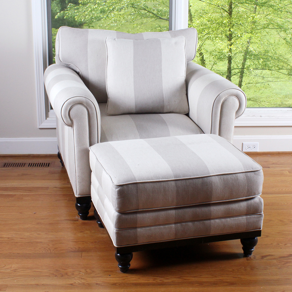 Upholstered Club Armchair and Ottoman from the Martha Stewart Collection