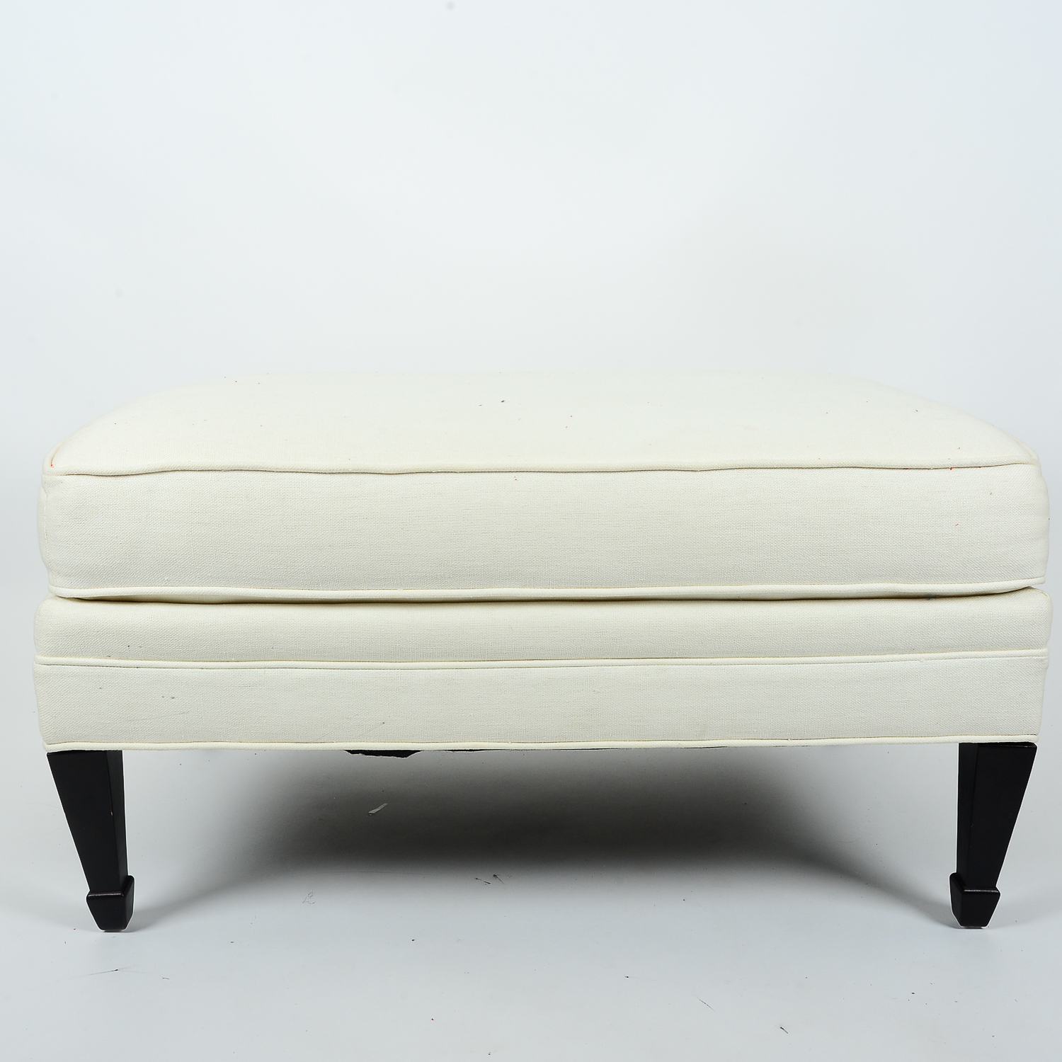 Red and Gray Slip Covered Bench Ottoman