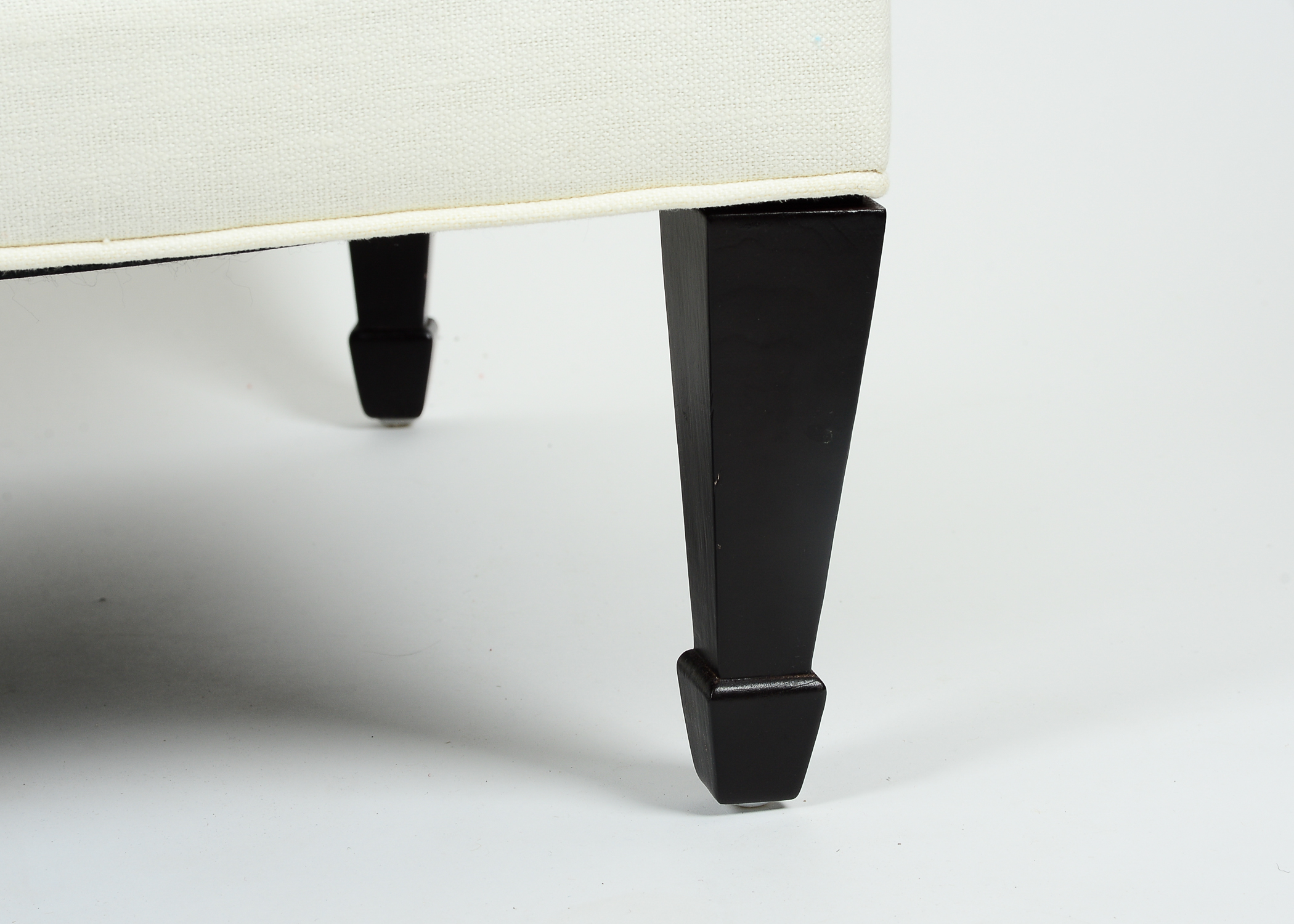 Red and Gray Slip Covered Bench Ottoman