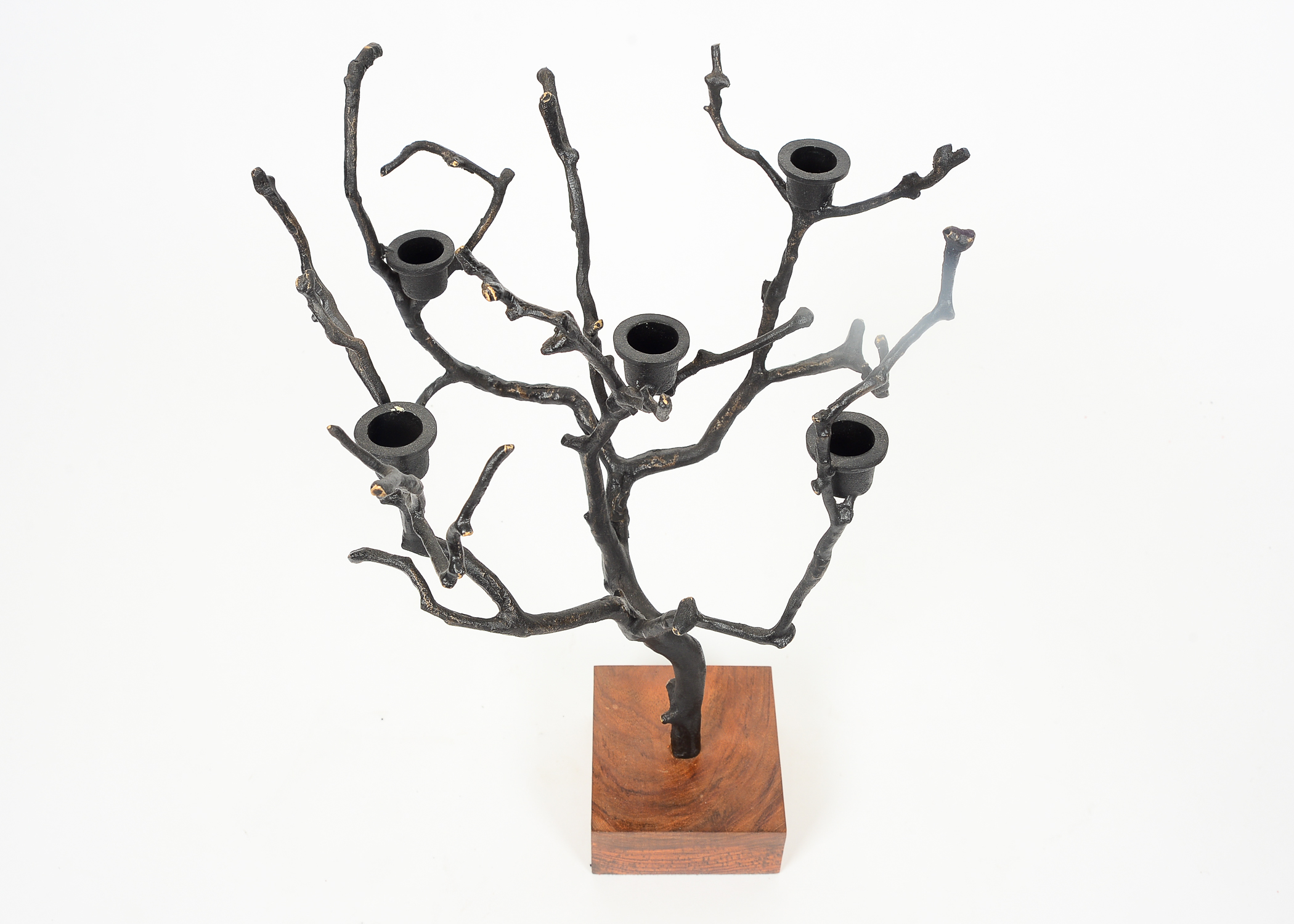 Pair of Iron Tree Motif Candelabras