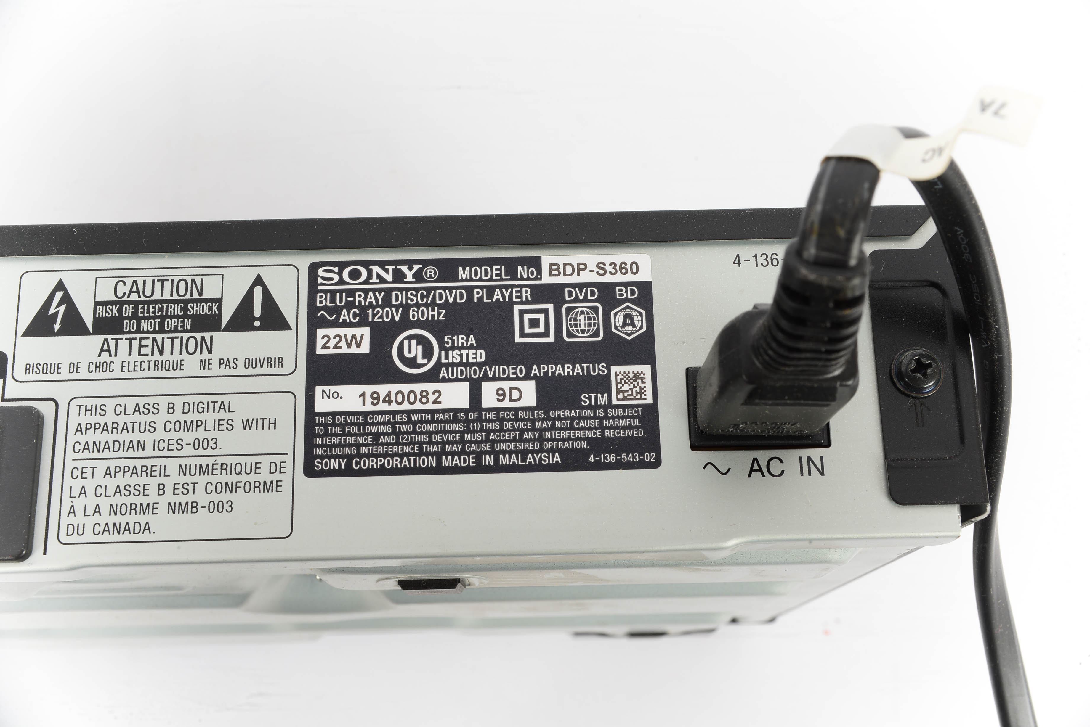 Sony 1080p Blu-ray/DVD Player