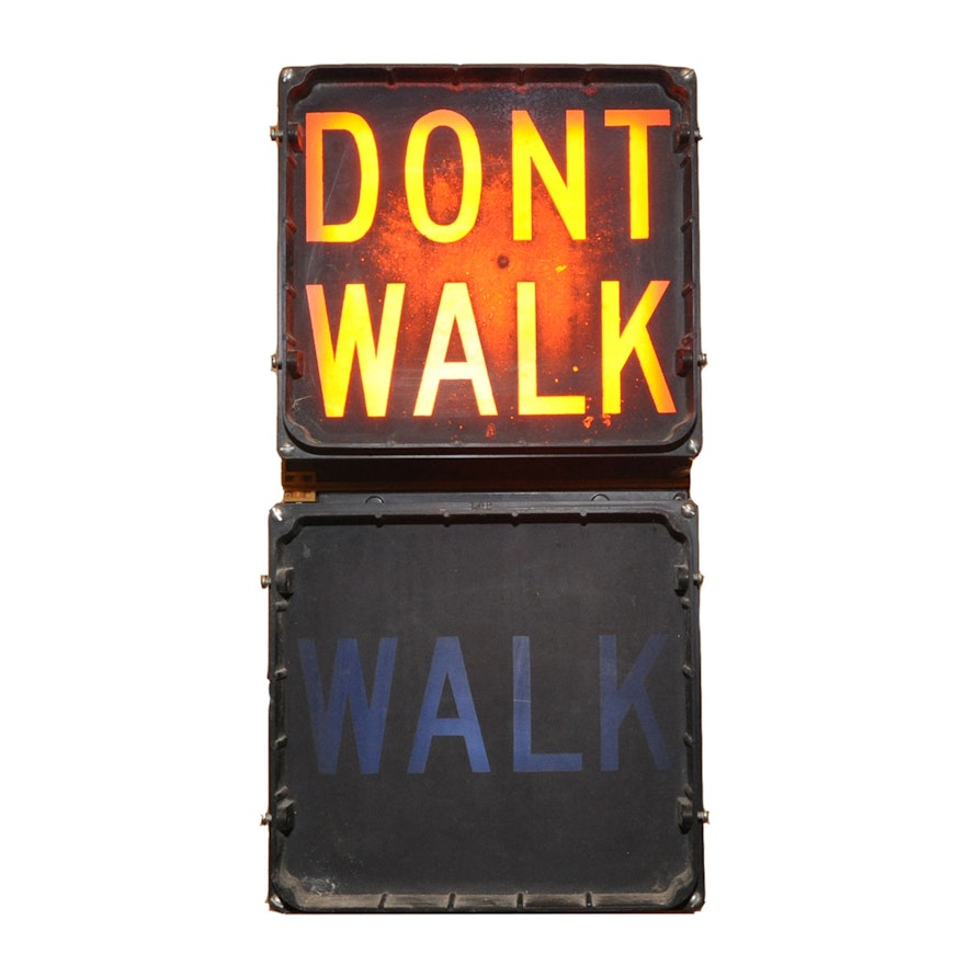 Vintage Walk/Don't Walk Lighted Traffic Sign