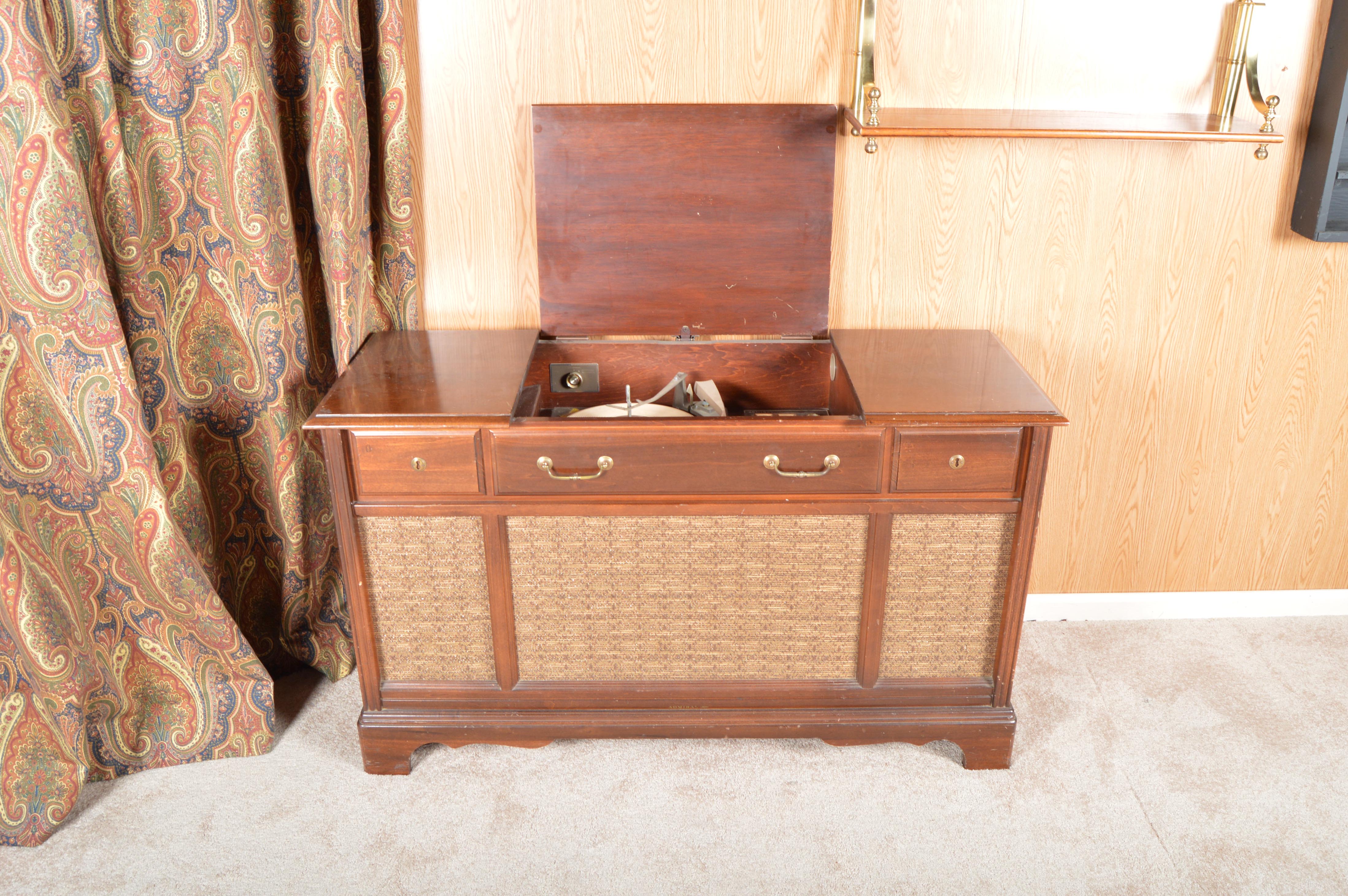 Vintage Admiral AM/FM Stereo Multiplex Console Cabinet with Turntable