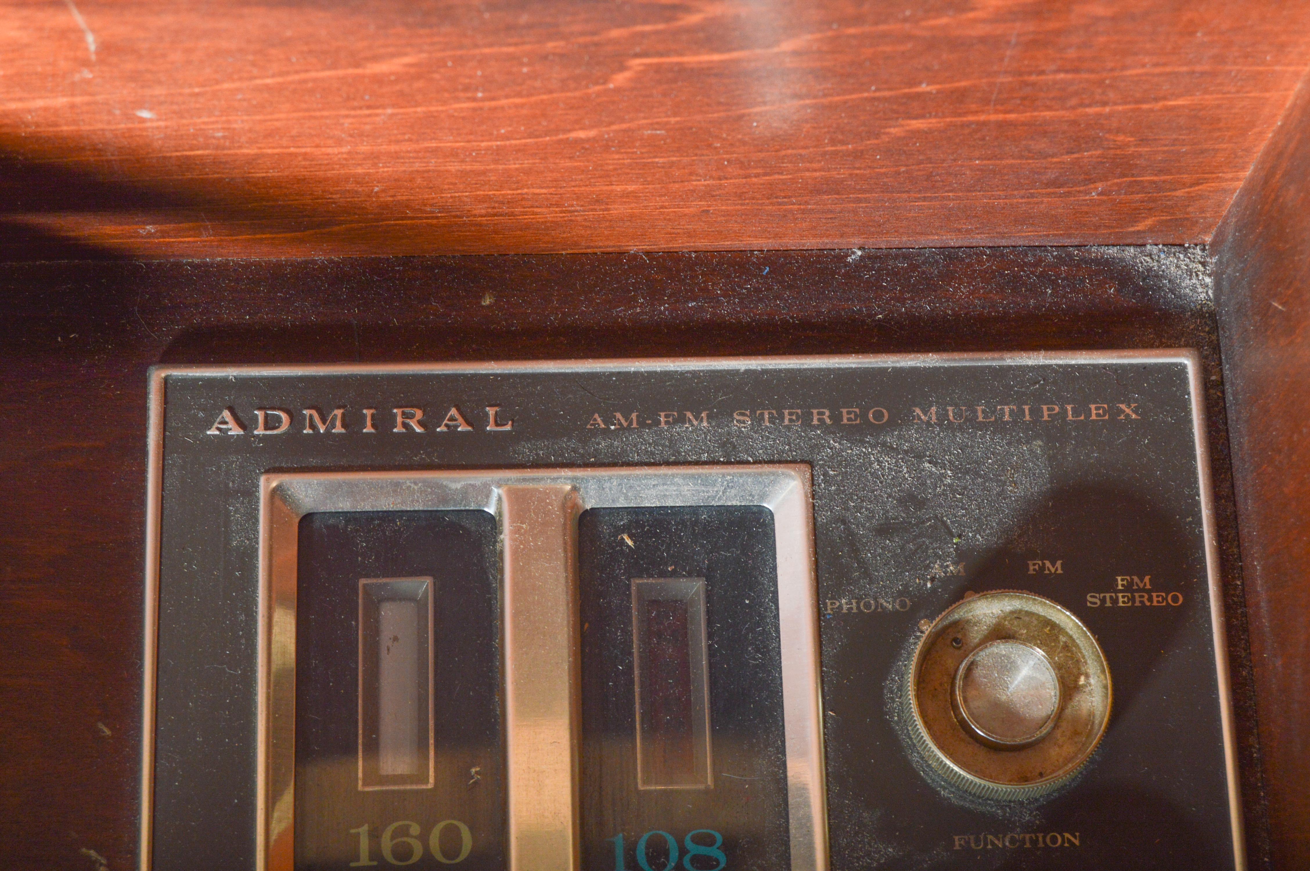Vintage Admiral AM/FM Stereo Multiplex Console Cabinet with Turntable