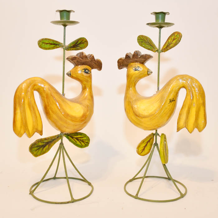 Pair of Chicken Candle Holders