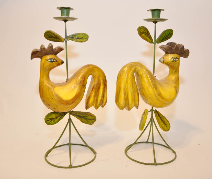 Pair of Chicken Candle Holders