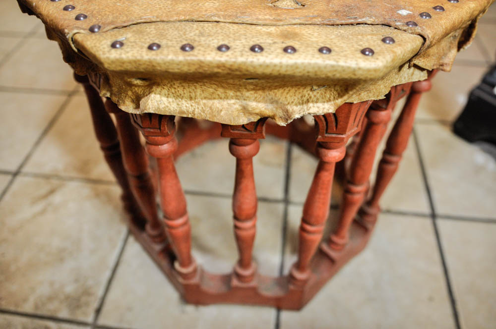 Hide Covered Desk and Stool