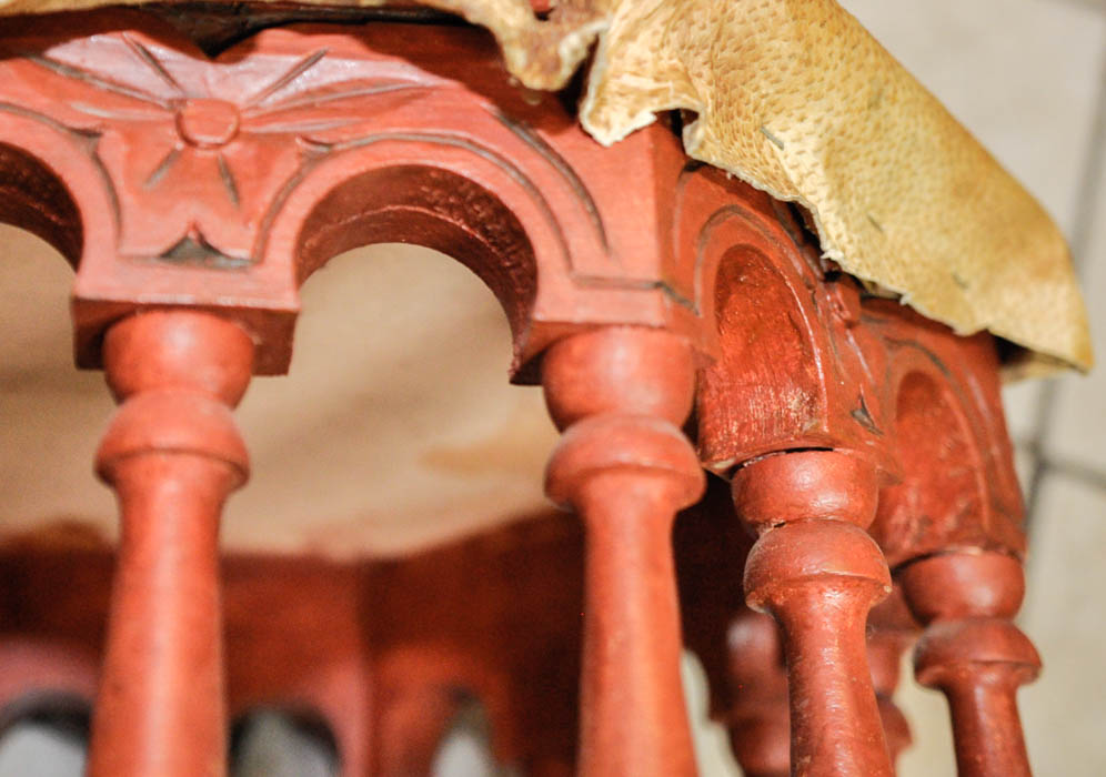 Hide Covered Desk and Stool