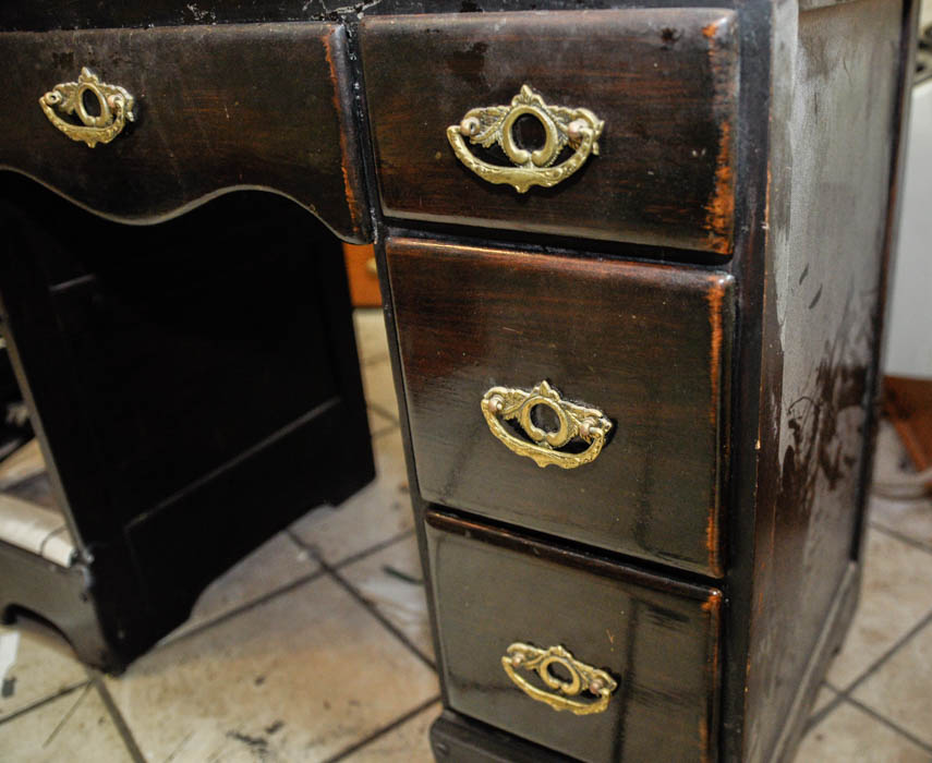 Hide Covered Desk and Stool