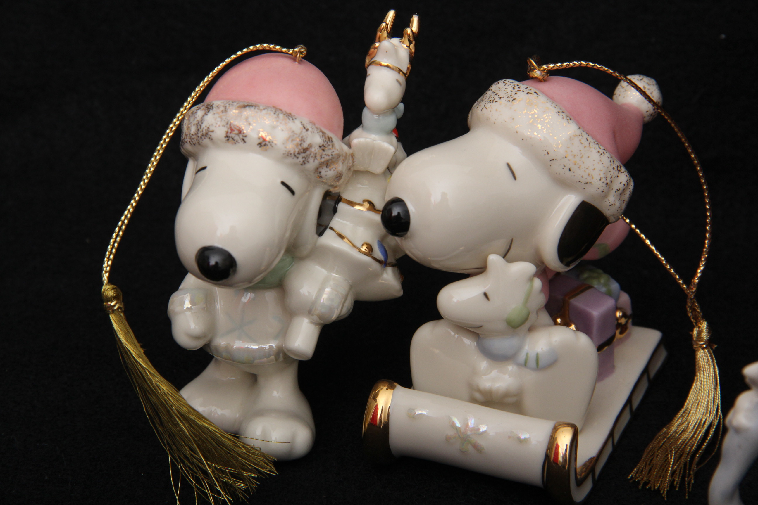 Set of Five Lenox Christmas Snoopy  and Woodstock Figurines