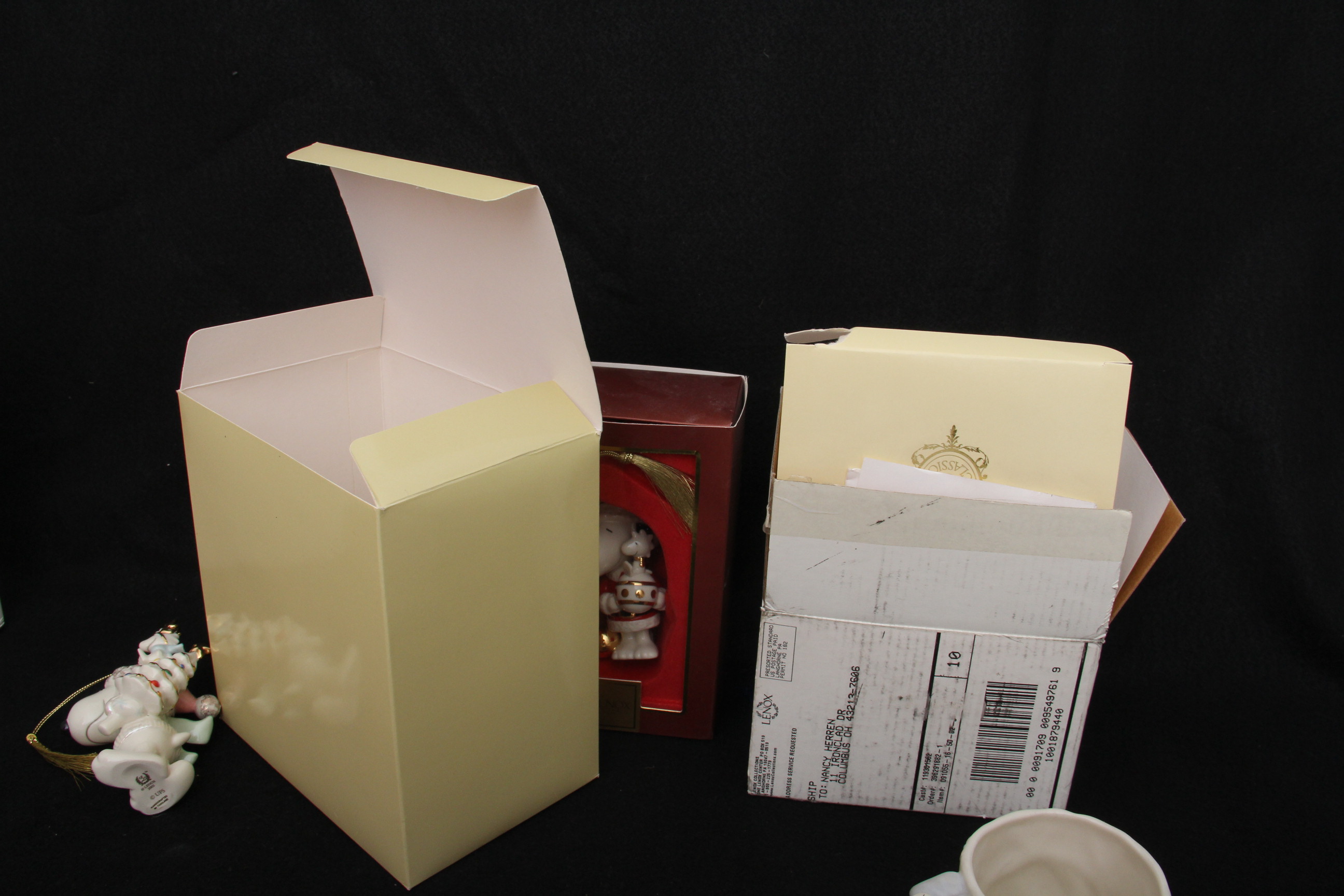 Set of Five Lenox Christmas Snoopy  and Woodstock Figurines