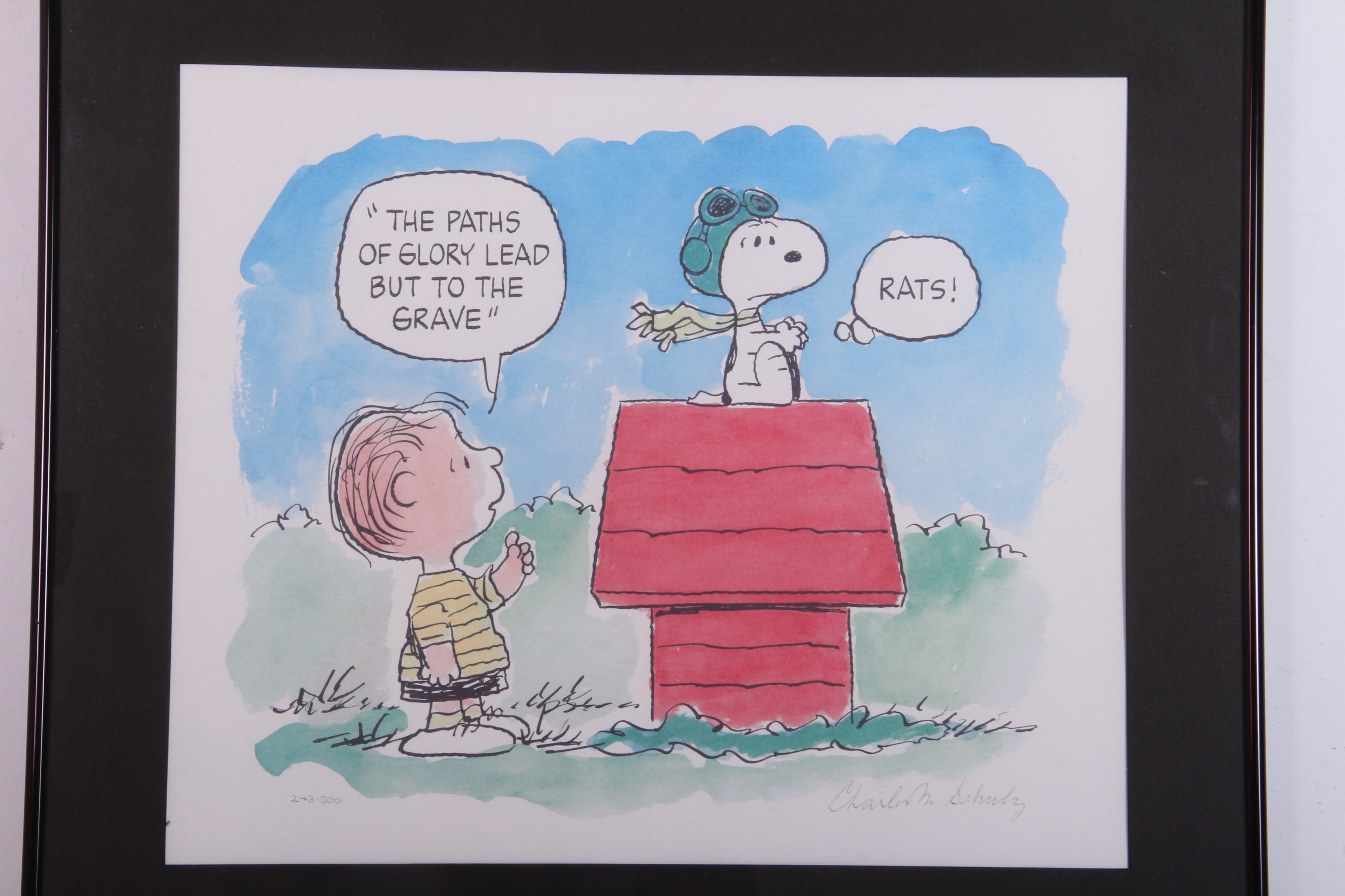 Limited Edition Signed Charles Schulz Lithograph "Flying Ace"