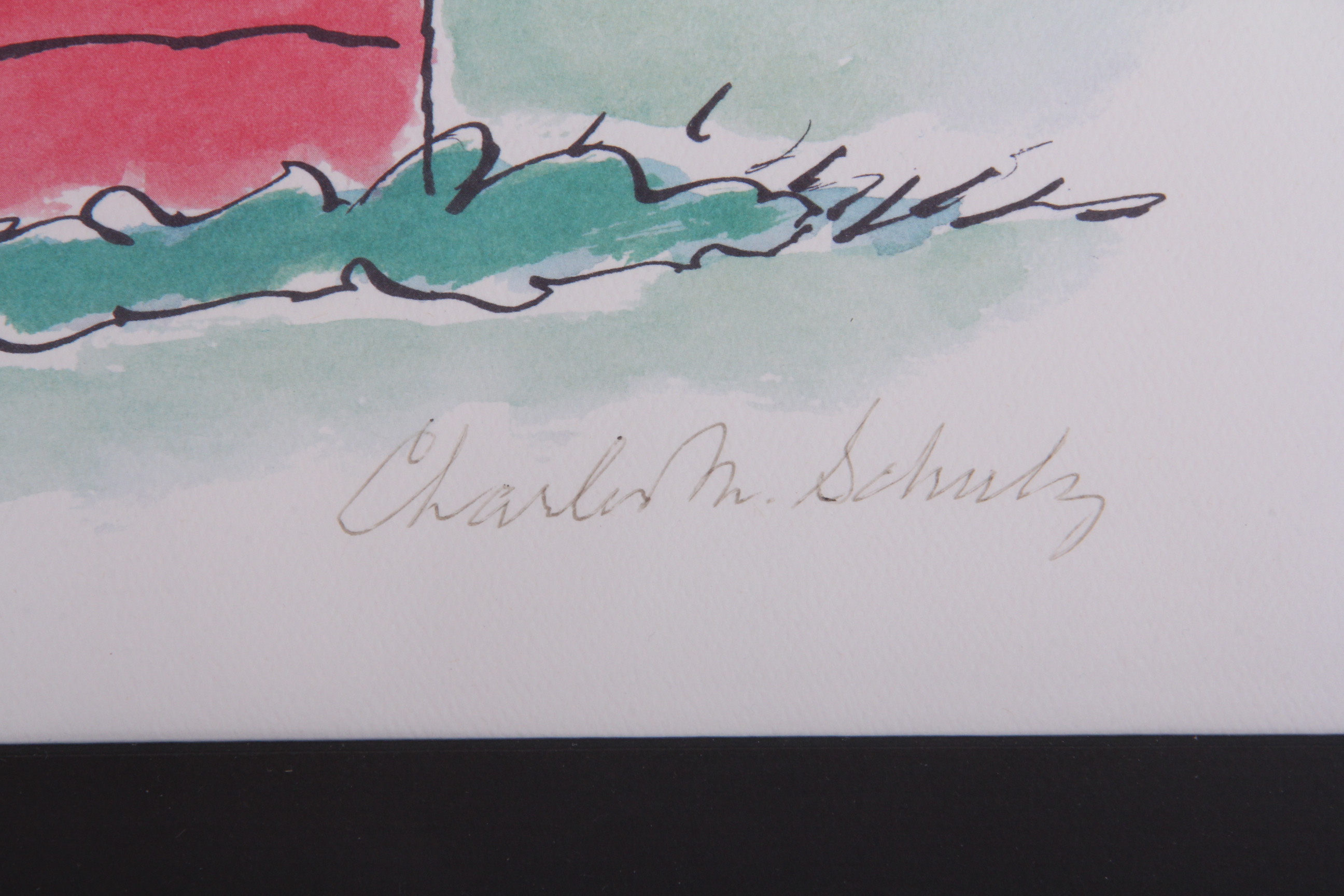 Limited Edition Signed Charles Schulz Lithograph "Flying Ace"