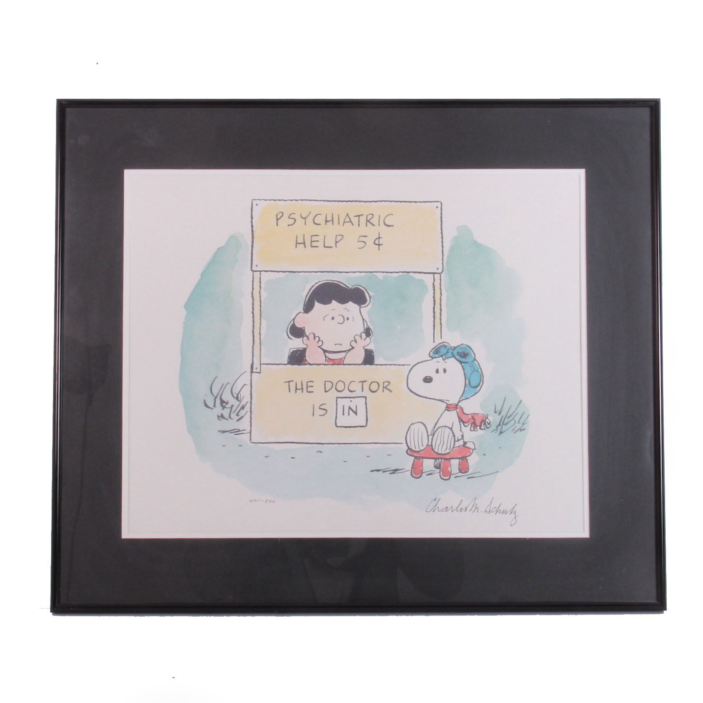 Signed Limited Edition Charles Schulz Print "The Doctor Is In"