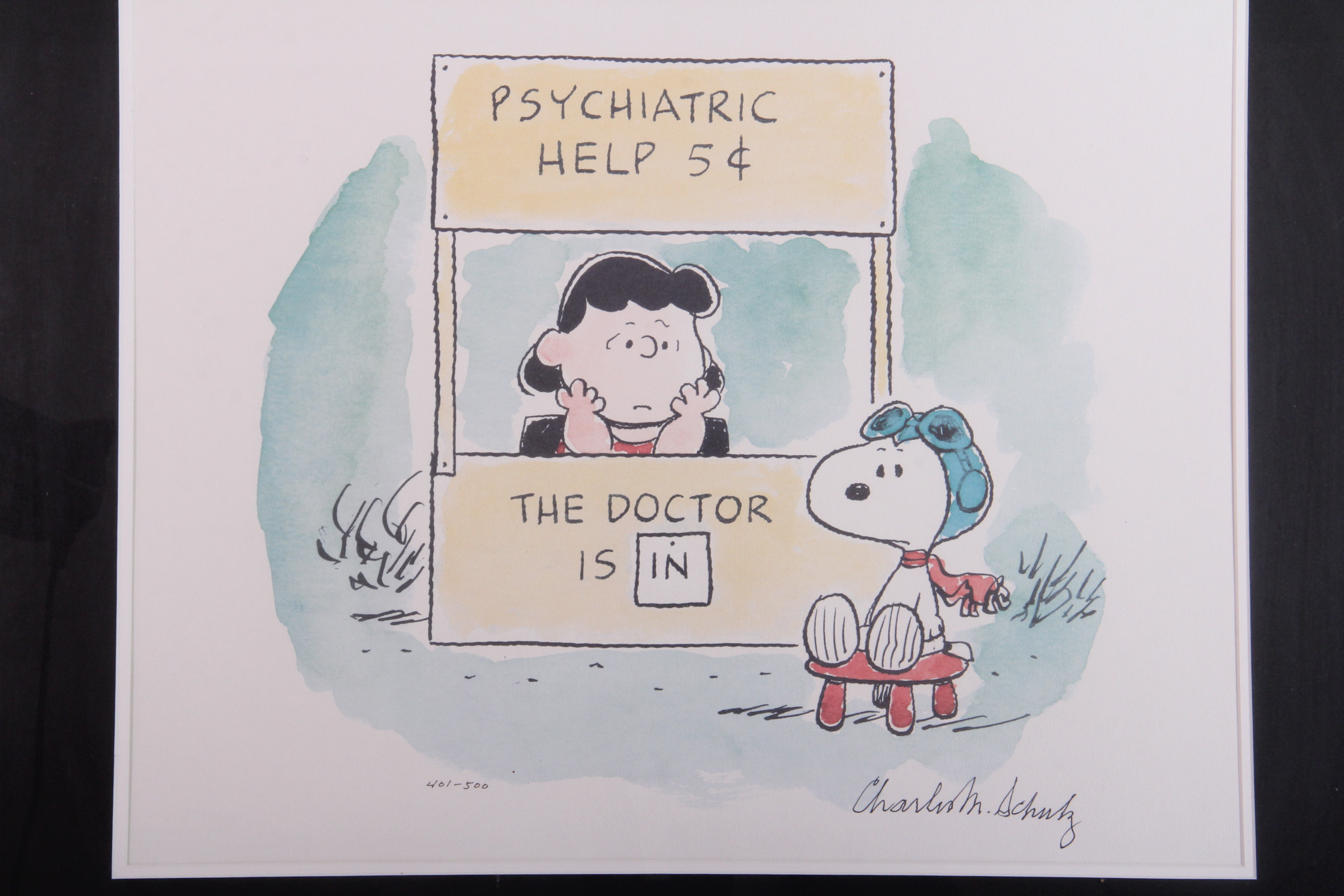 Signed Limited Edition Charles Schulz Print "The Doctor Is In"