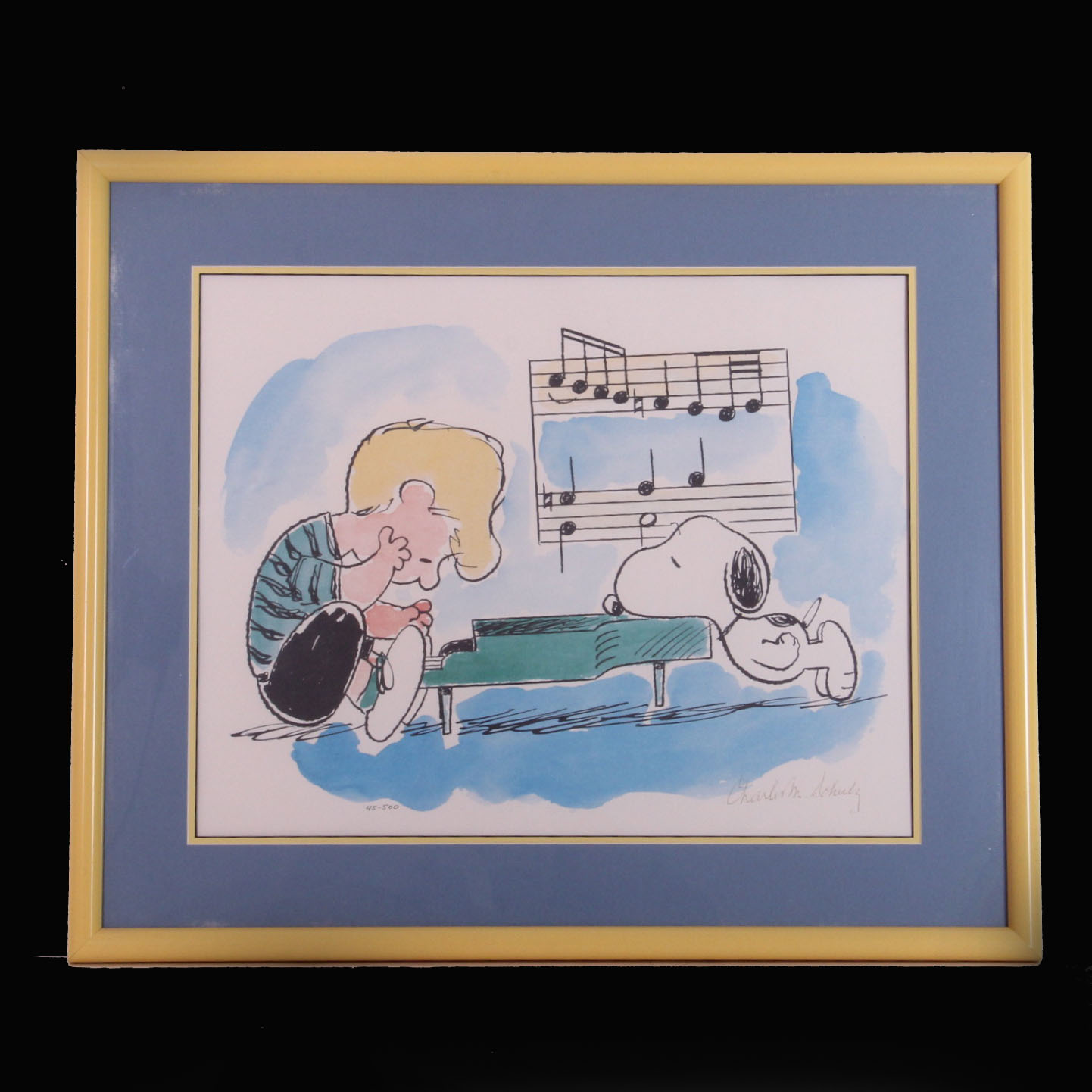Limited Edition Signed Charles Schulz Lithograph "Sonata"