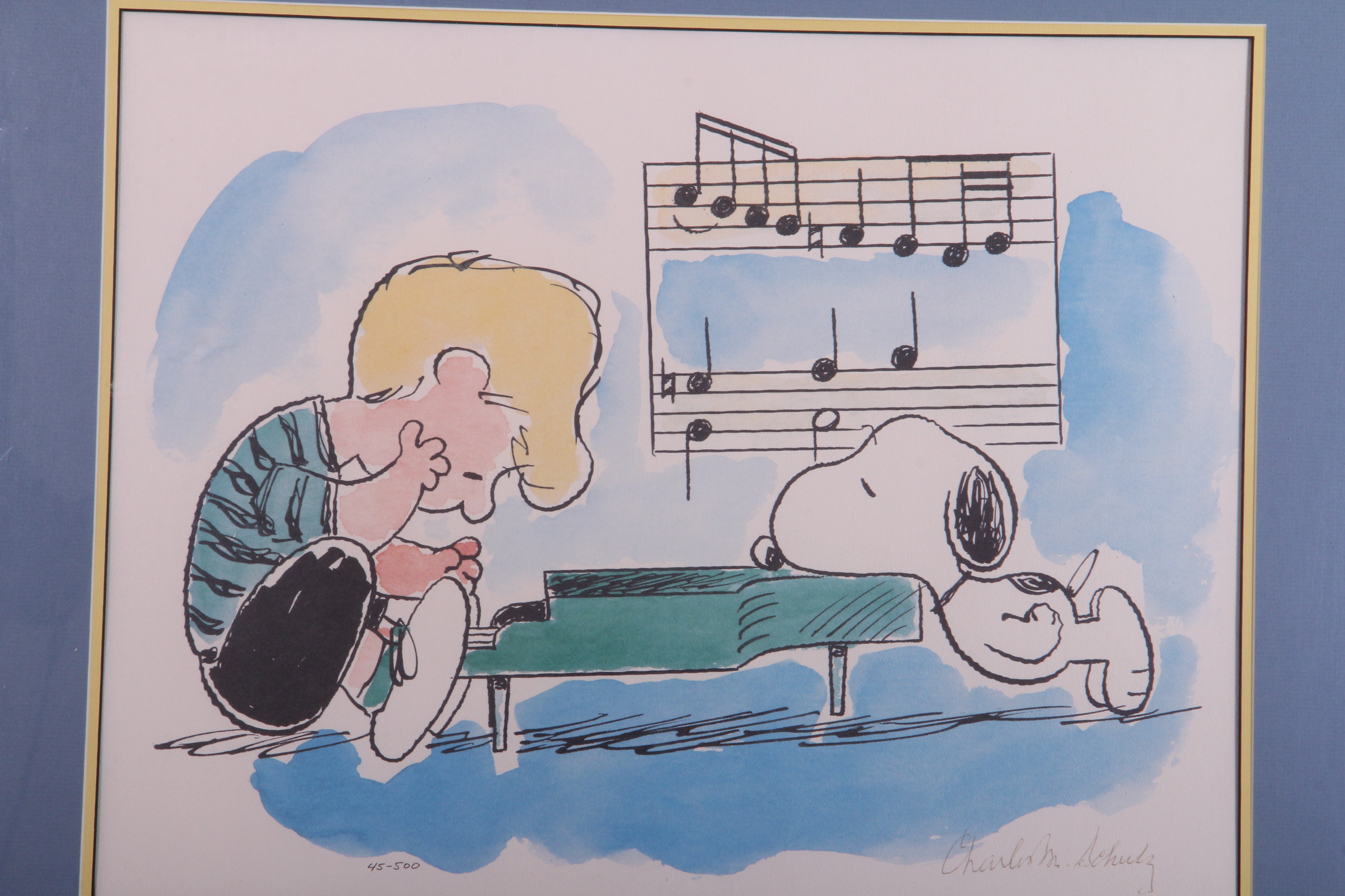 Limited Edition Signed Charles Schulz Lithograph "Sonata"