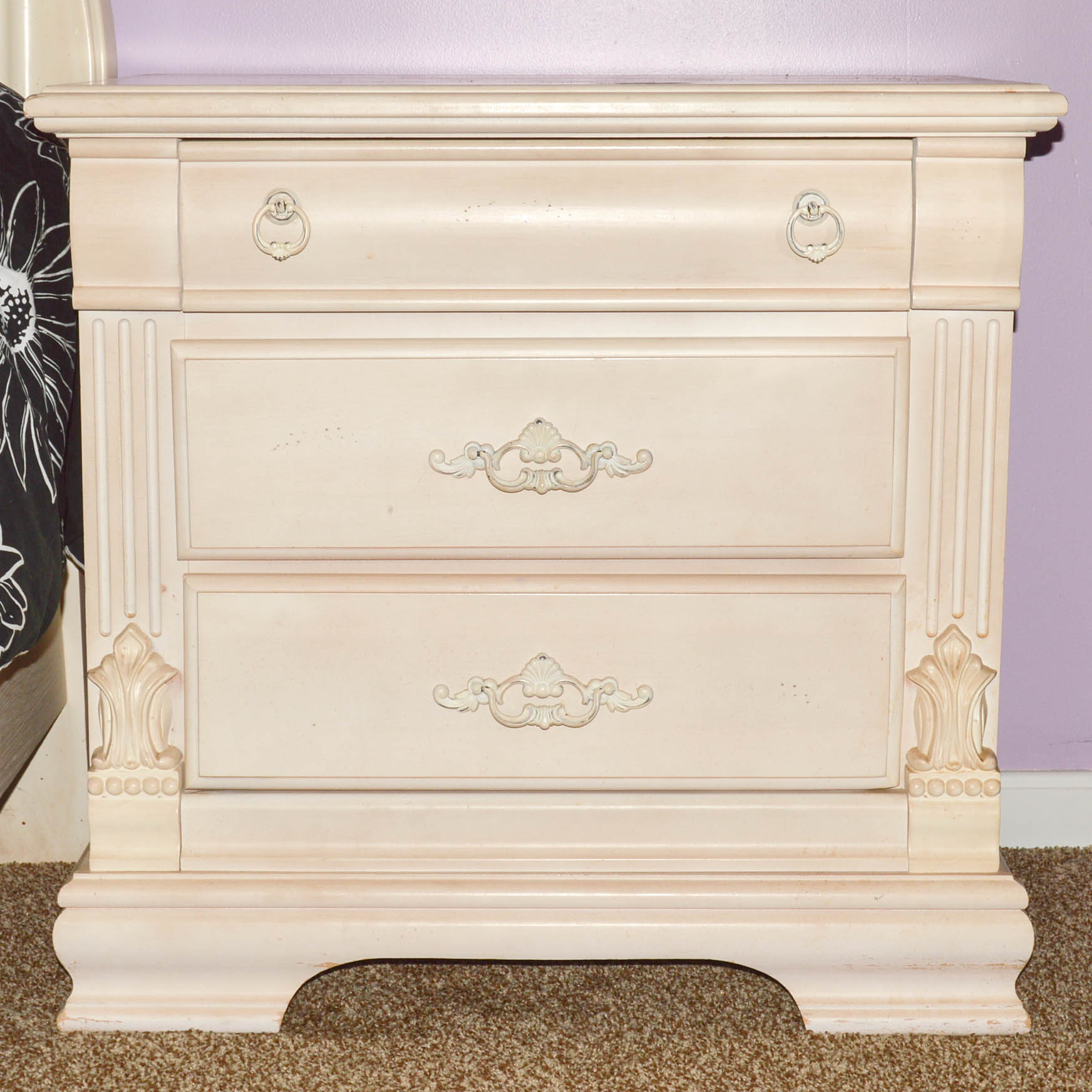 French Provincial Queen Bed Frame and Nightstand