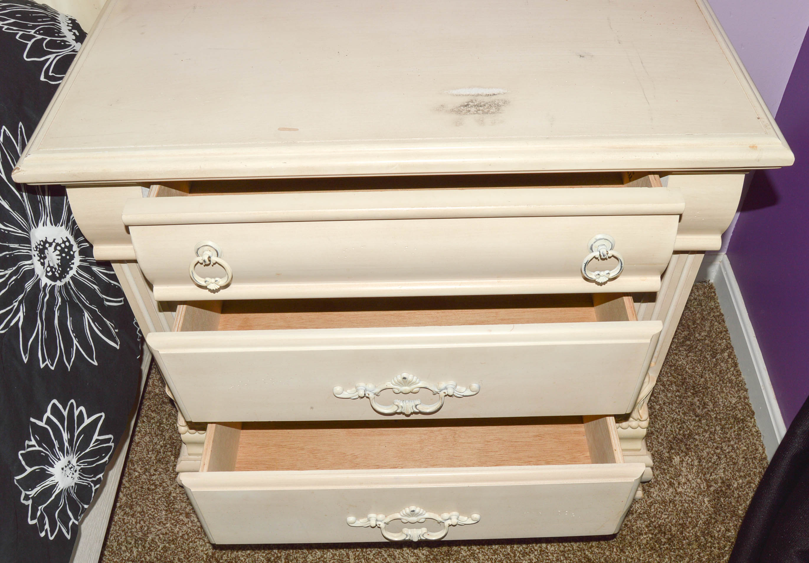 French Provincial Queen Bed Frame and Nightstand