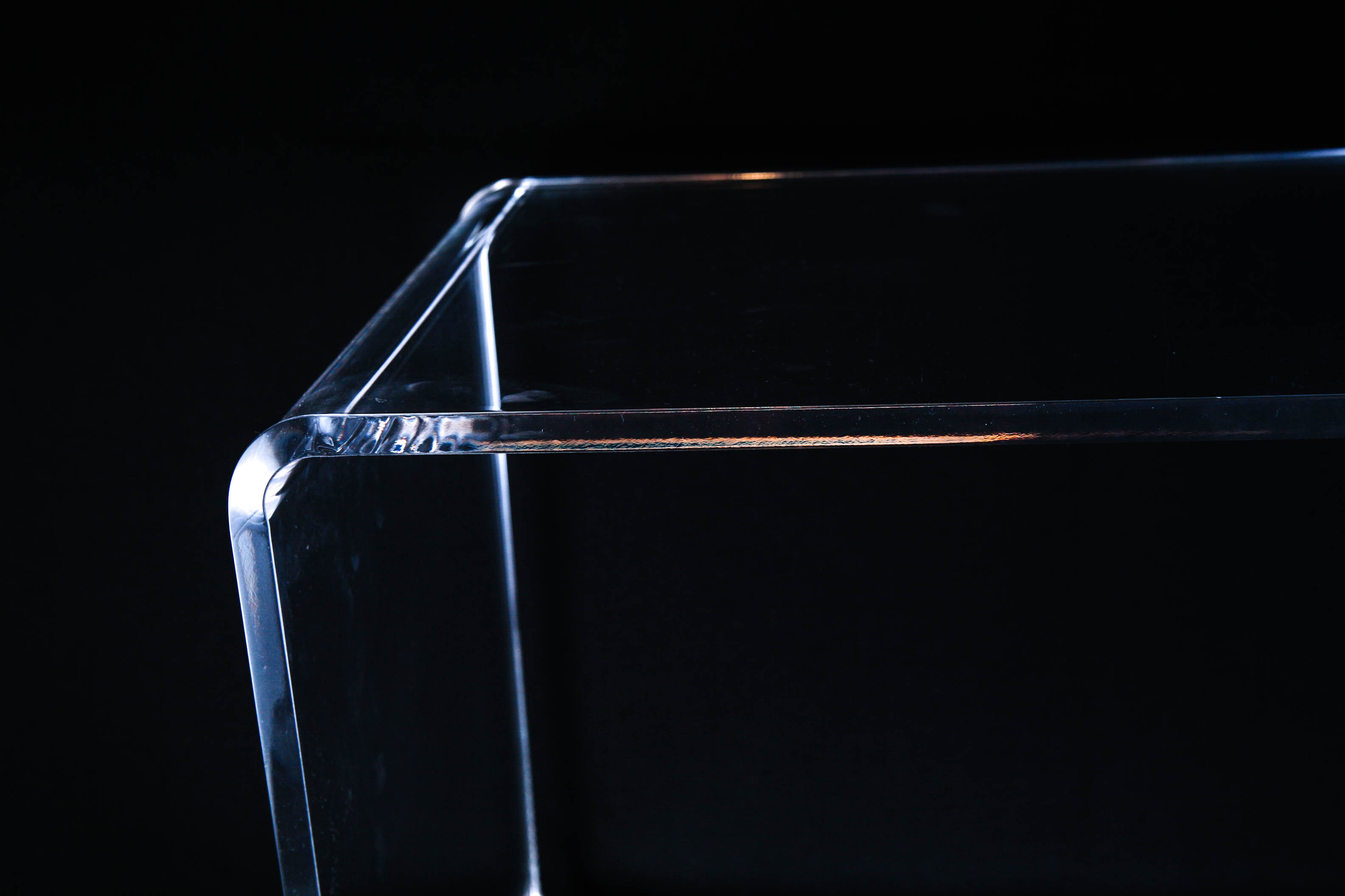 CB2 Peekaboo Clear Acrylic Modern Open Rolling Shelf