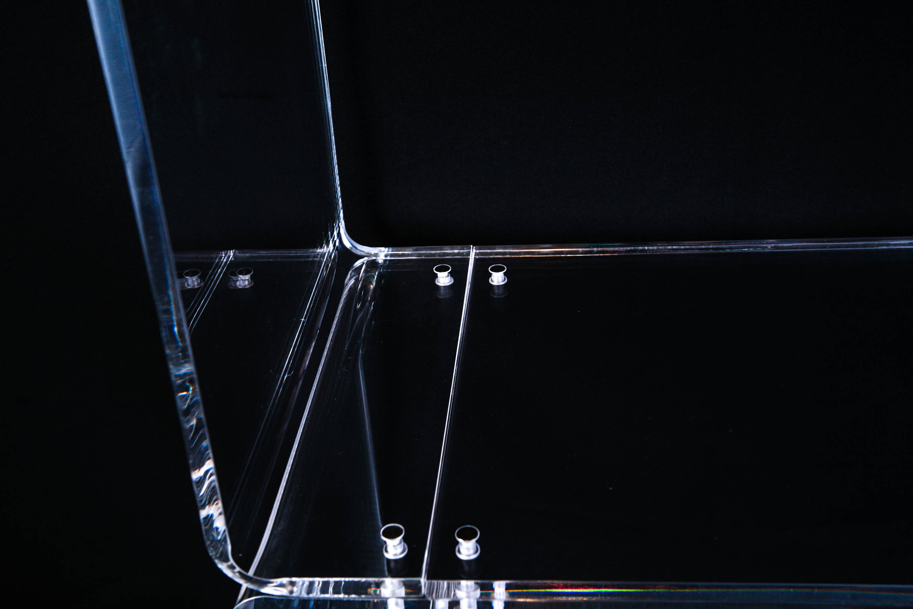 CB2 Peekaboo Clear Acrylic Modern Open Rolling Shelf