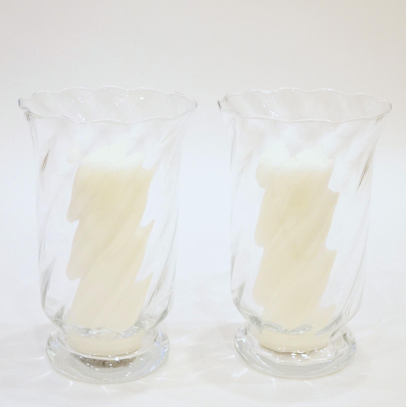 Pair of Glass Hurricane Candle Holders