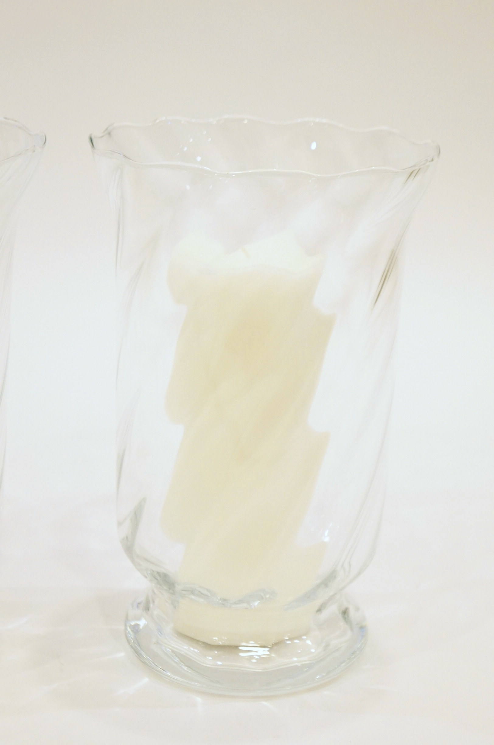 Pair of Glass Hurricane Candle Holders