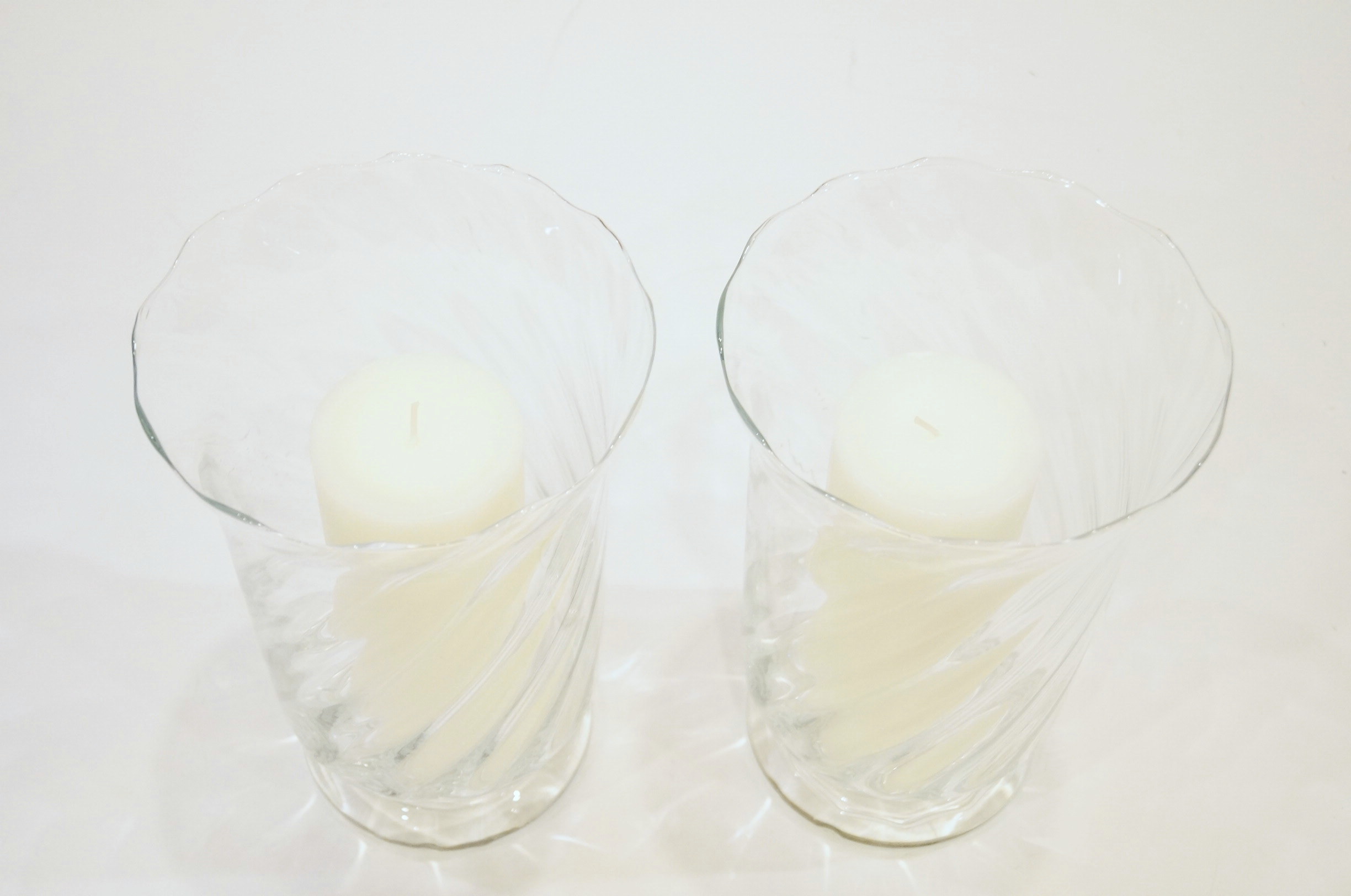 Pair of Glass Hurricane Candle Holders