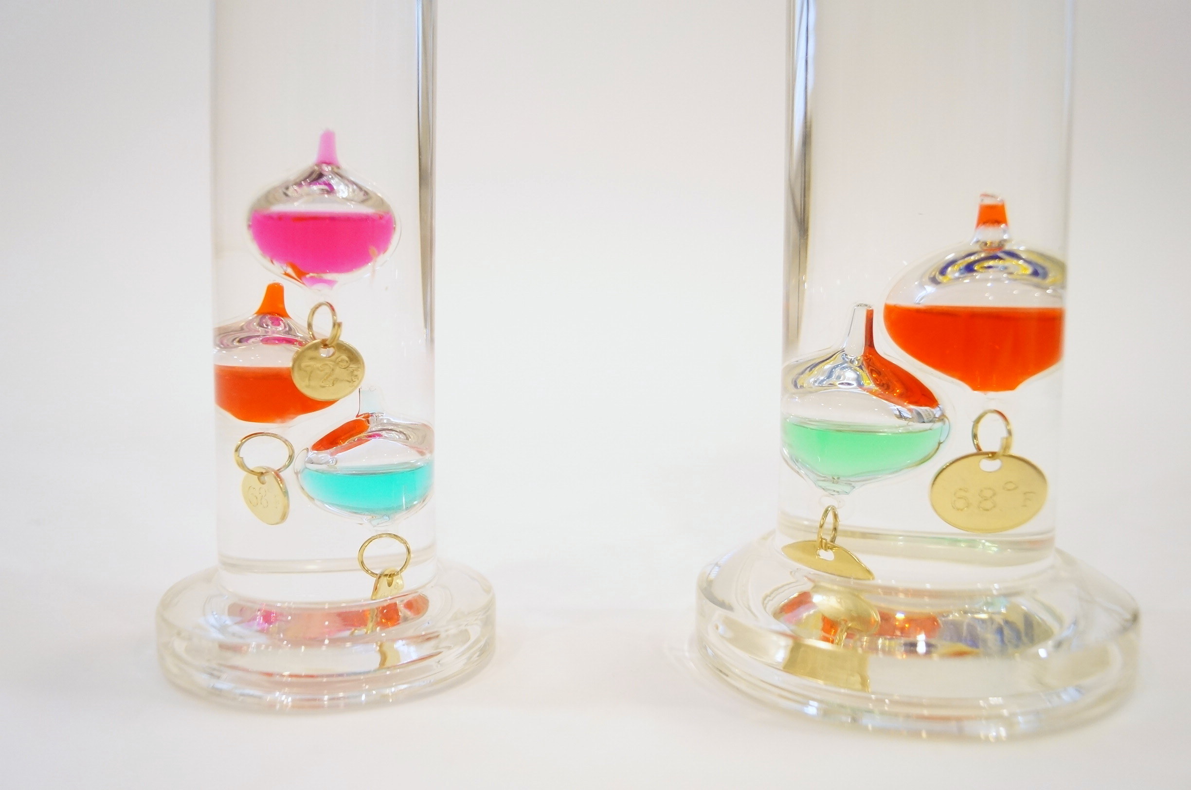 Pair of Glass Galileo Thermometers