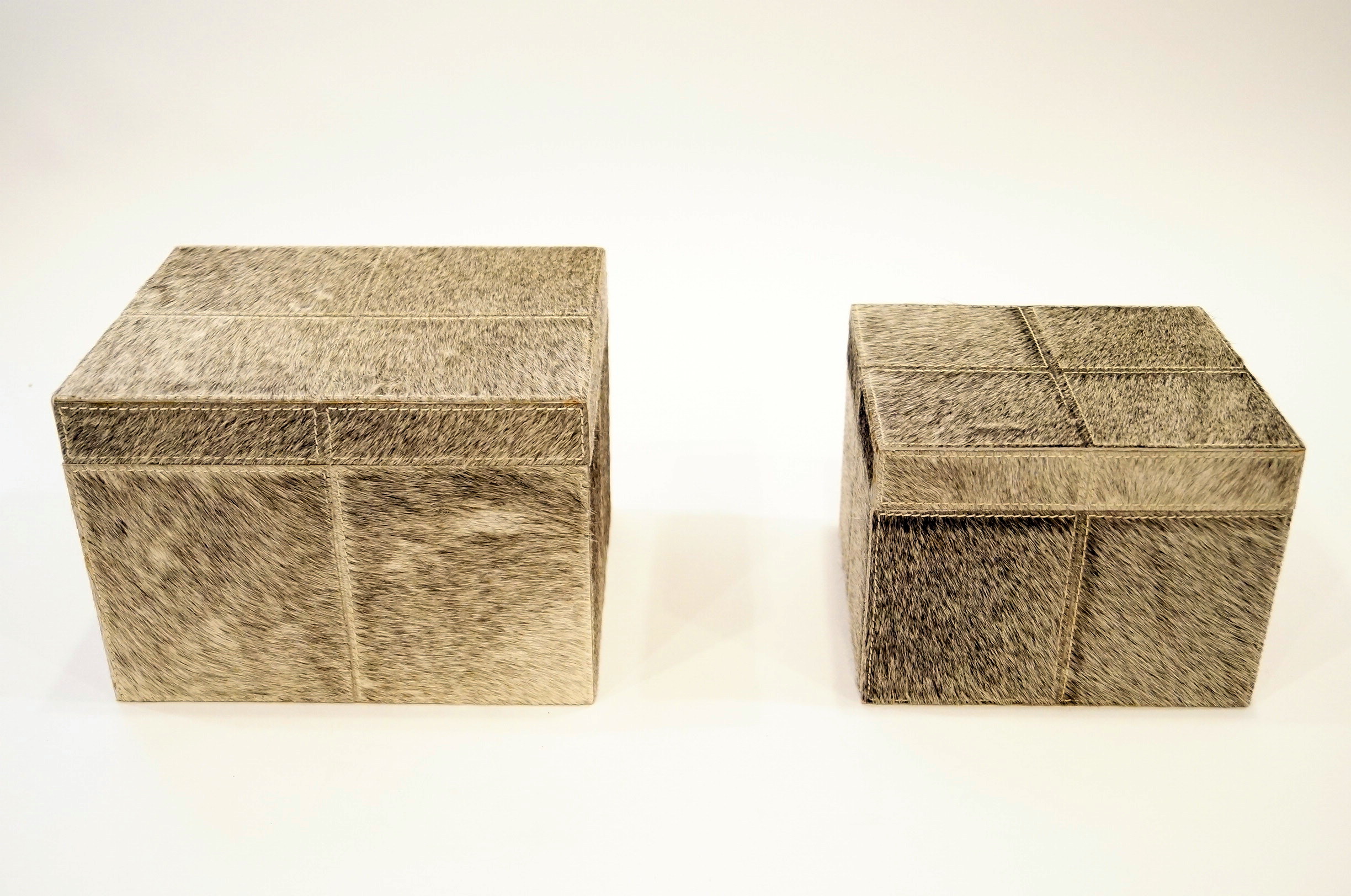 Set of Three Cow Hide Boxes